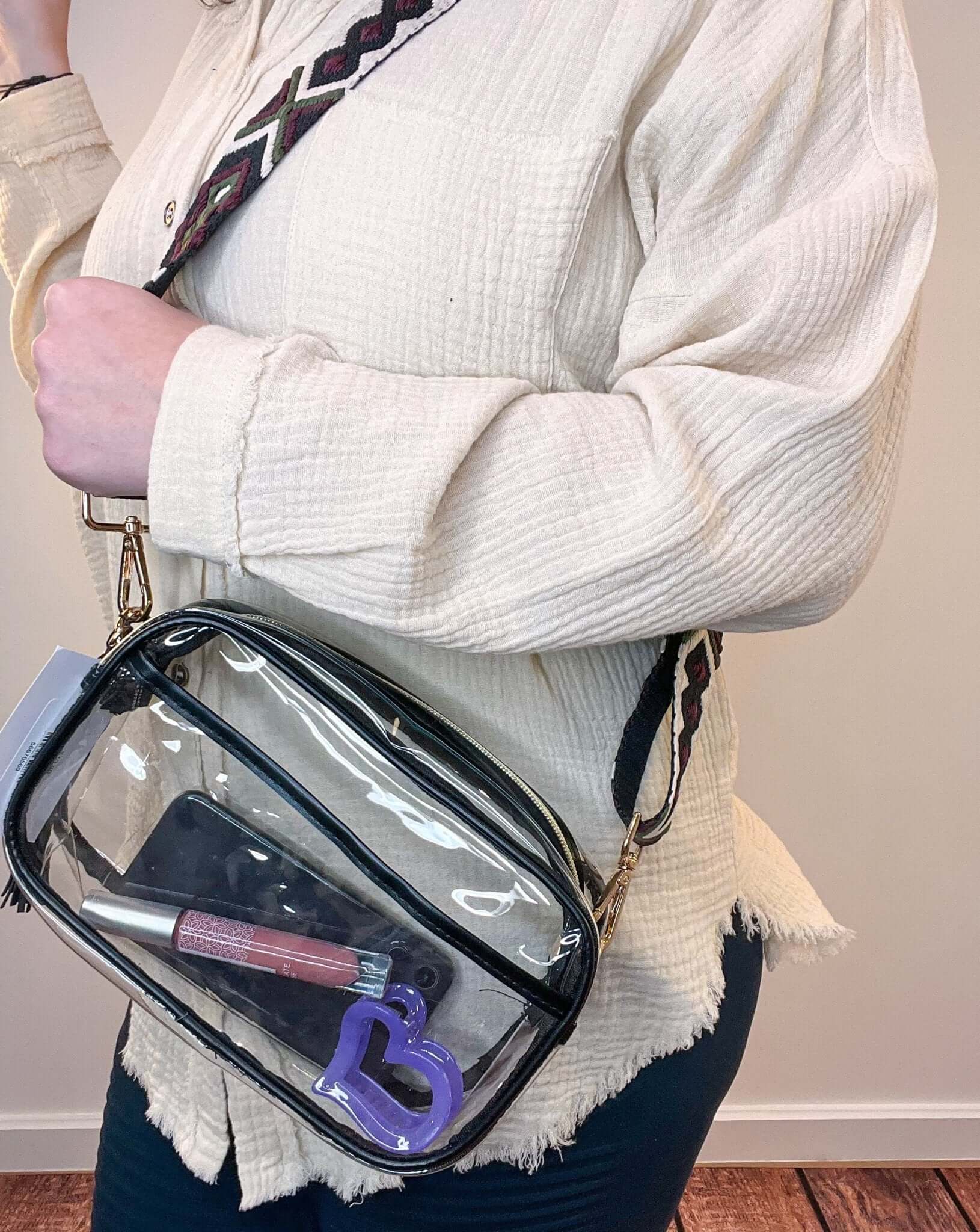 Clear Stadium Approved Crossbody Bag - Lavender Hills BeautyLavender Hills BeautyU-224A-BLK