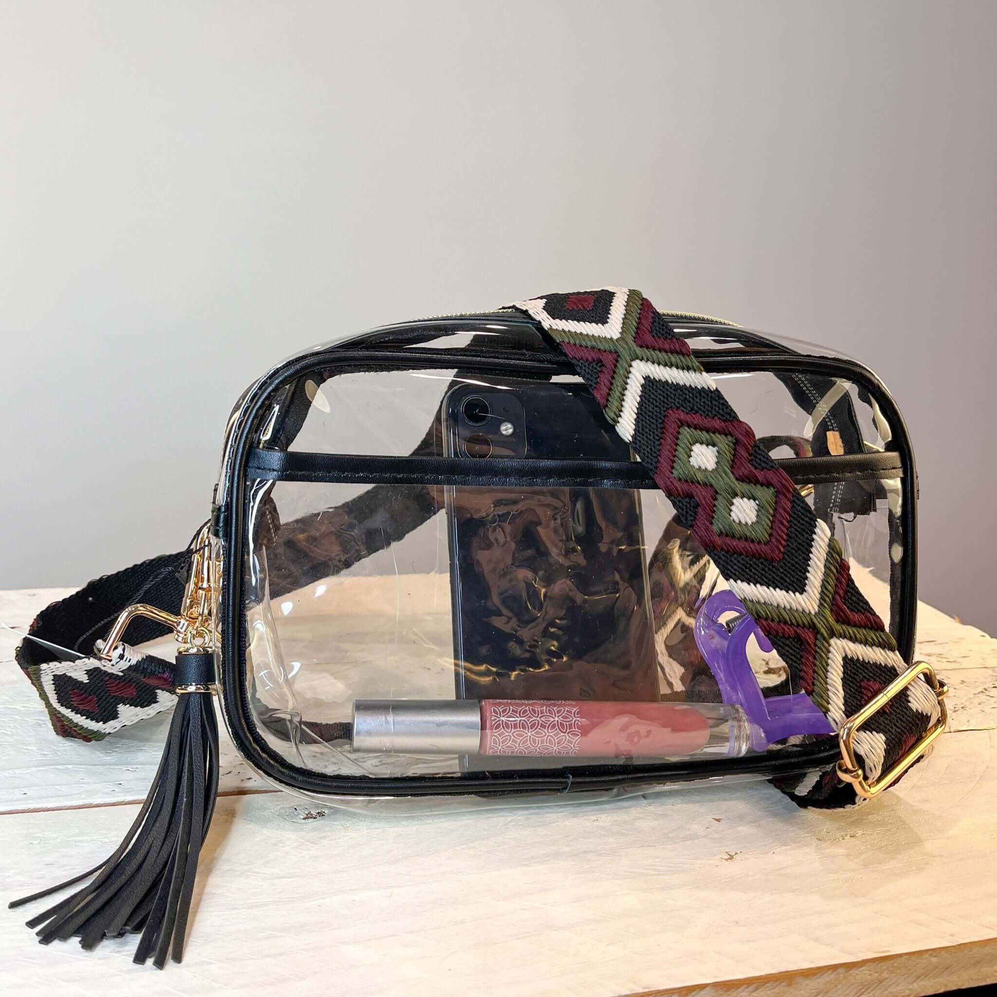 Clear Stadium Approved Crossbody Bag - Lavender Hills BeautyLavender Hills BeautyU-224A-BLK