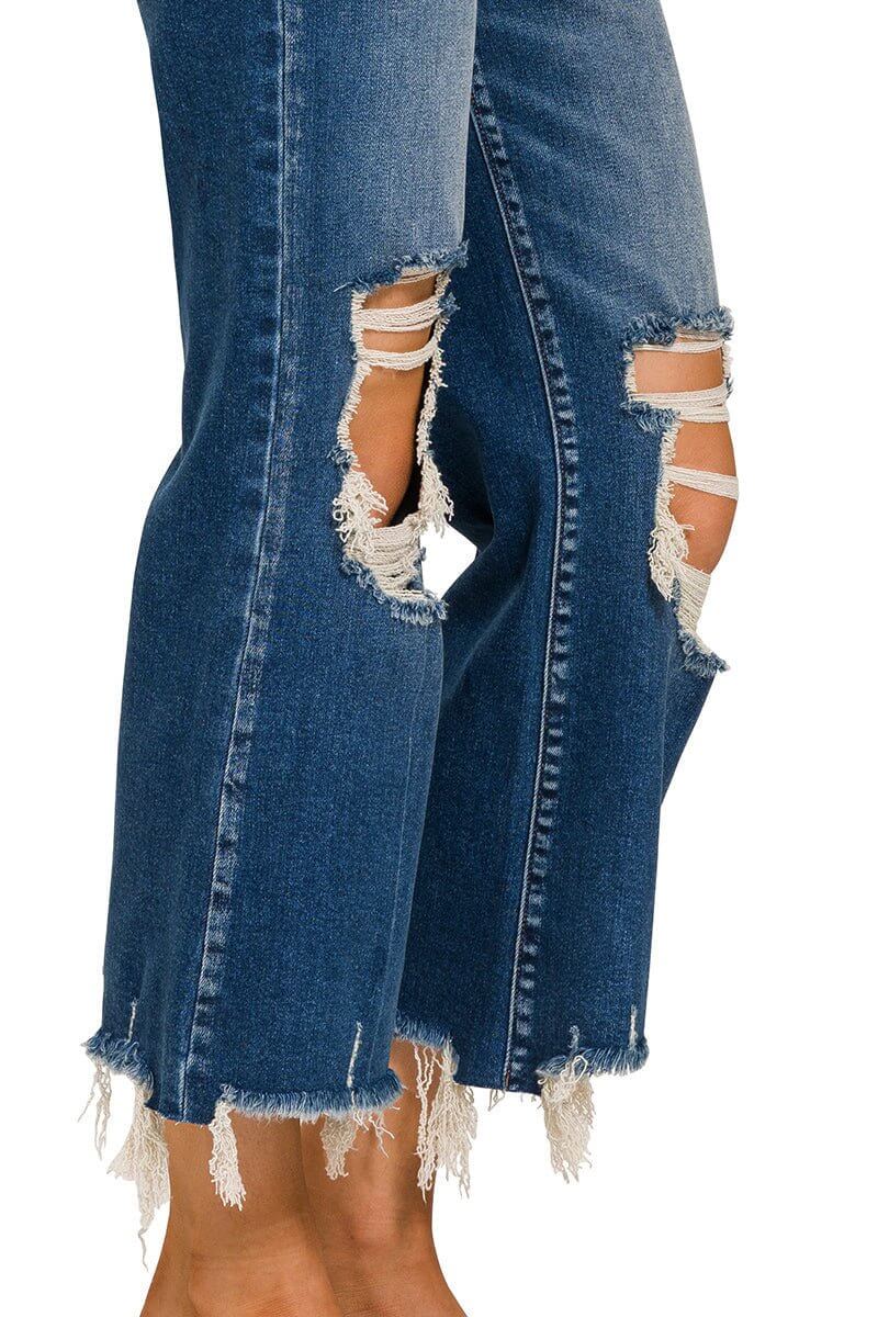 Geena Straight Distressed Raw Hem Cropped Jeans - Lavender Hills BeautyZenanaDTP-1642DD-25