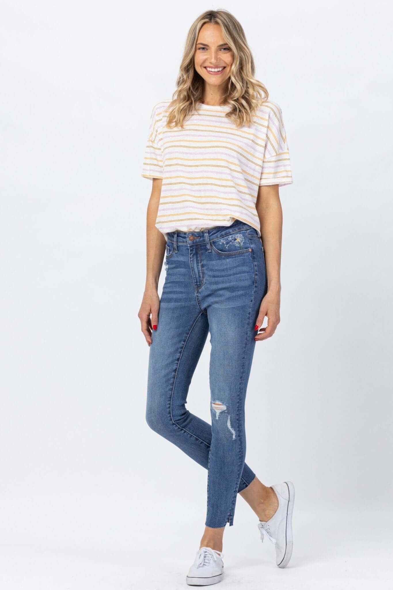 Dandelion Embroidery High Rise Skinny Jeans | Judy Blue | 88415 - Lavender Hills BeautyJudy Blue88415REG-MD-1(25)