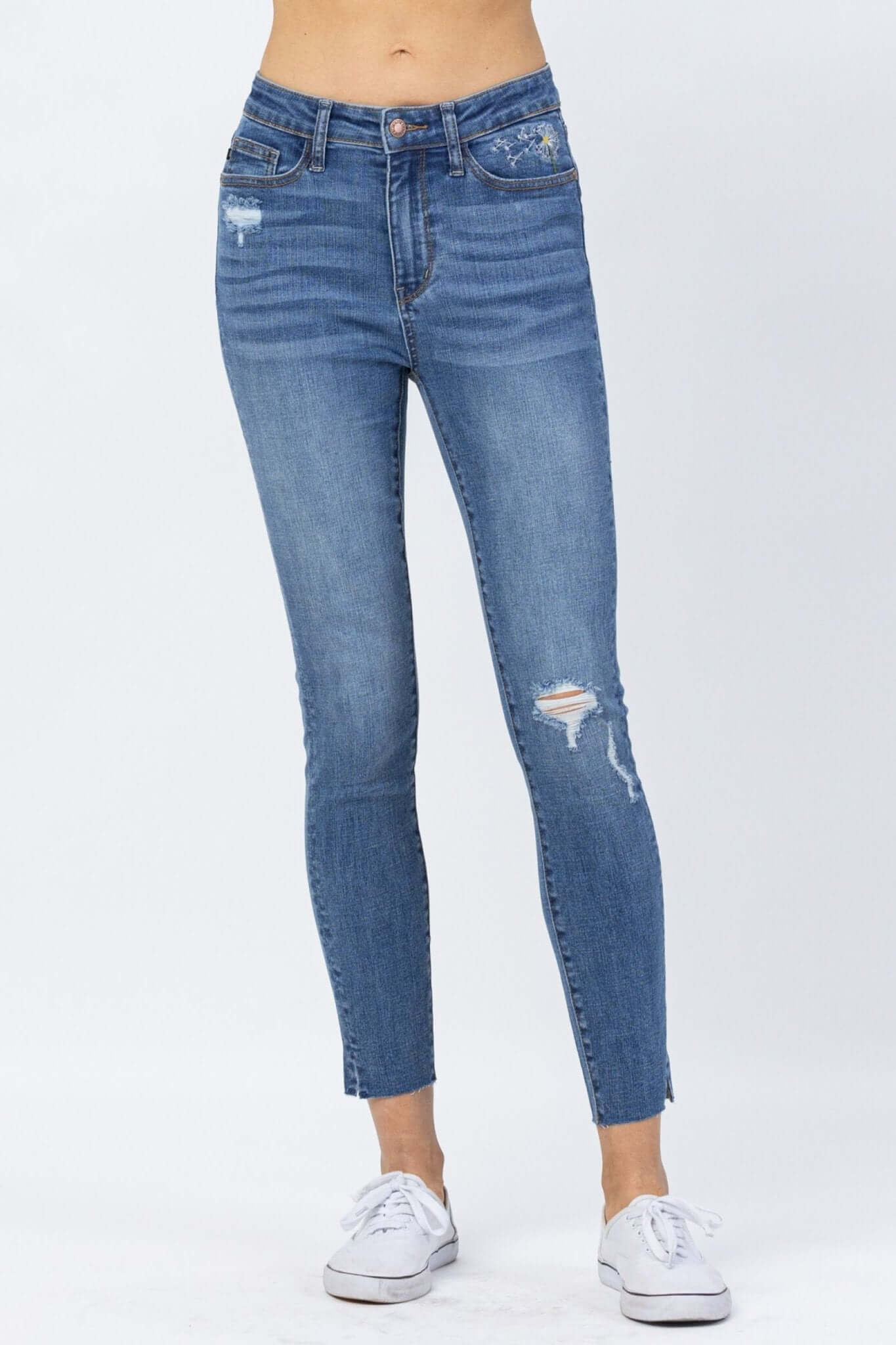 Dandelion Embroidery High Rise Skinny Jeans | Judy Blue | 88415 - Lavender Hills BeautyJudy Blue88415REG-MD-1(25)