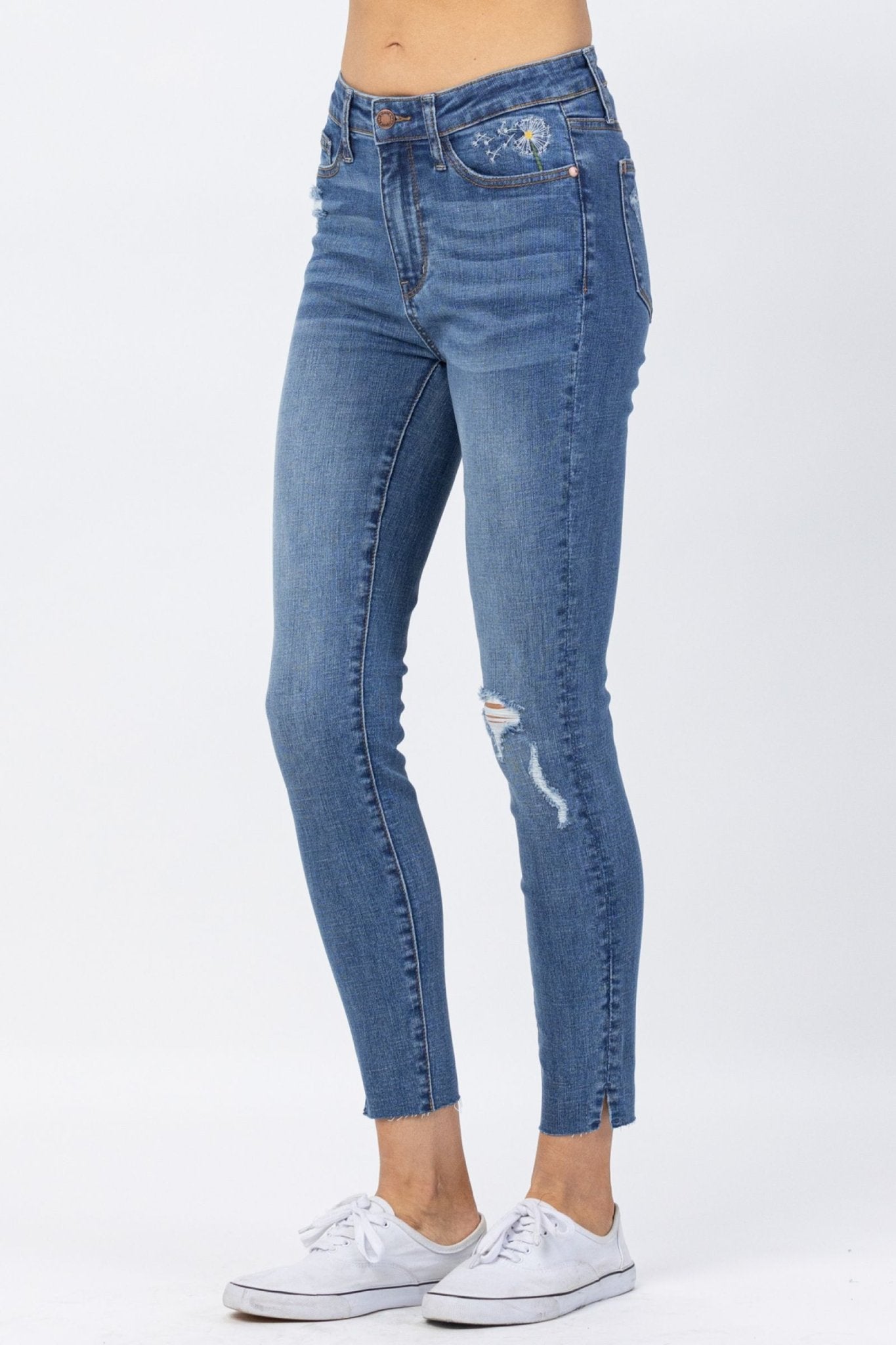 Dandelion Embroidery High Rise Skinny Jeans | Judy Blue | 88415 - Lavender Hills BeautyJudy Blue88415REG-MD-1(25)