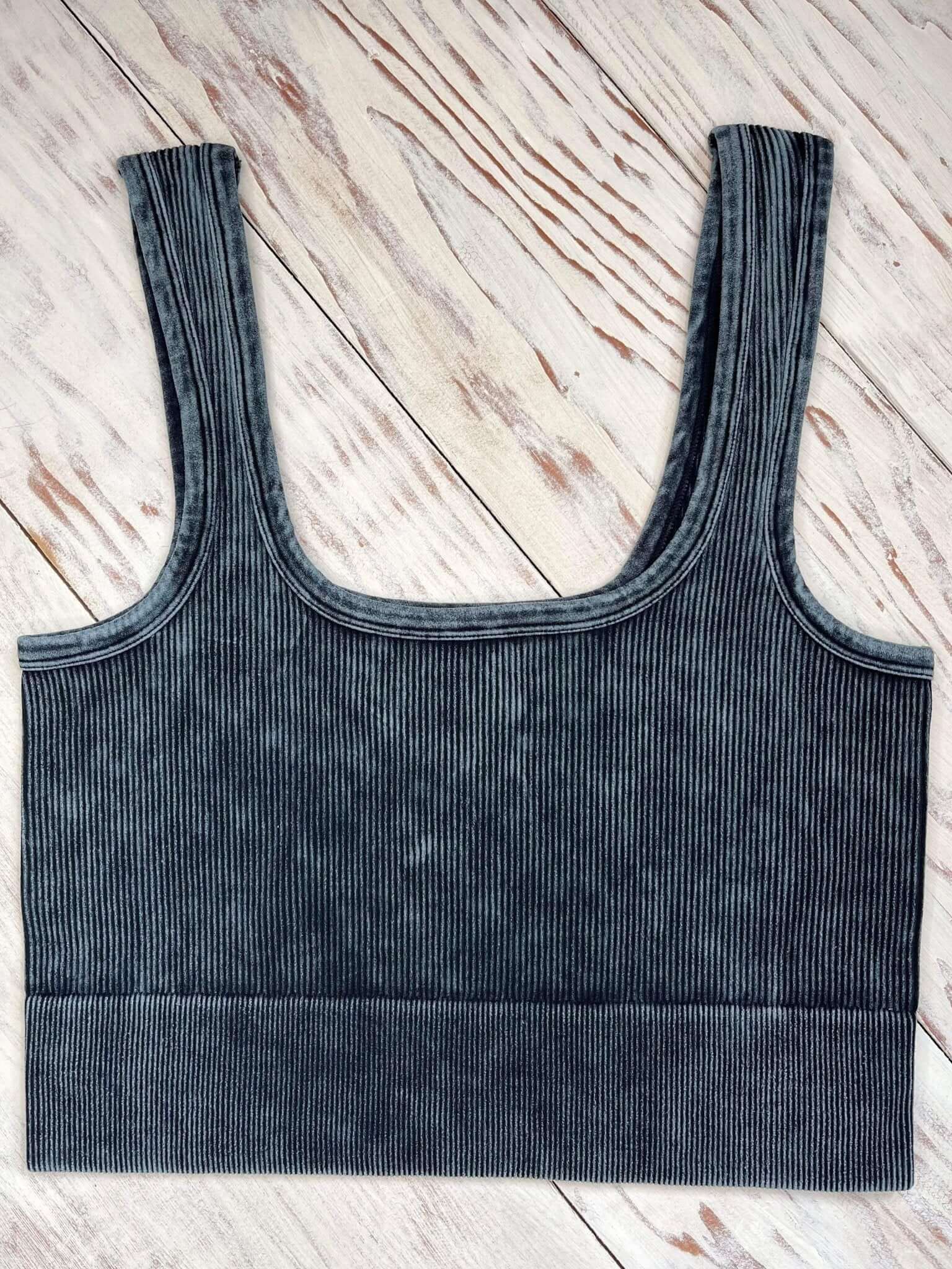 Flirty 2 Brami Cropped Tank Top- Ash Black - Lavender Hills BeautyZenana