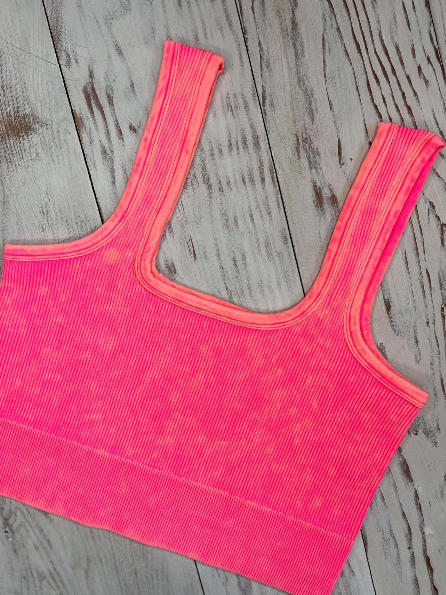 Flirty Plus Brami Cropped Tank Top - Coral Fuchsia - Lavender Hills BeautyZenanaNTW-6138X-CORAL