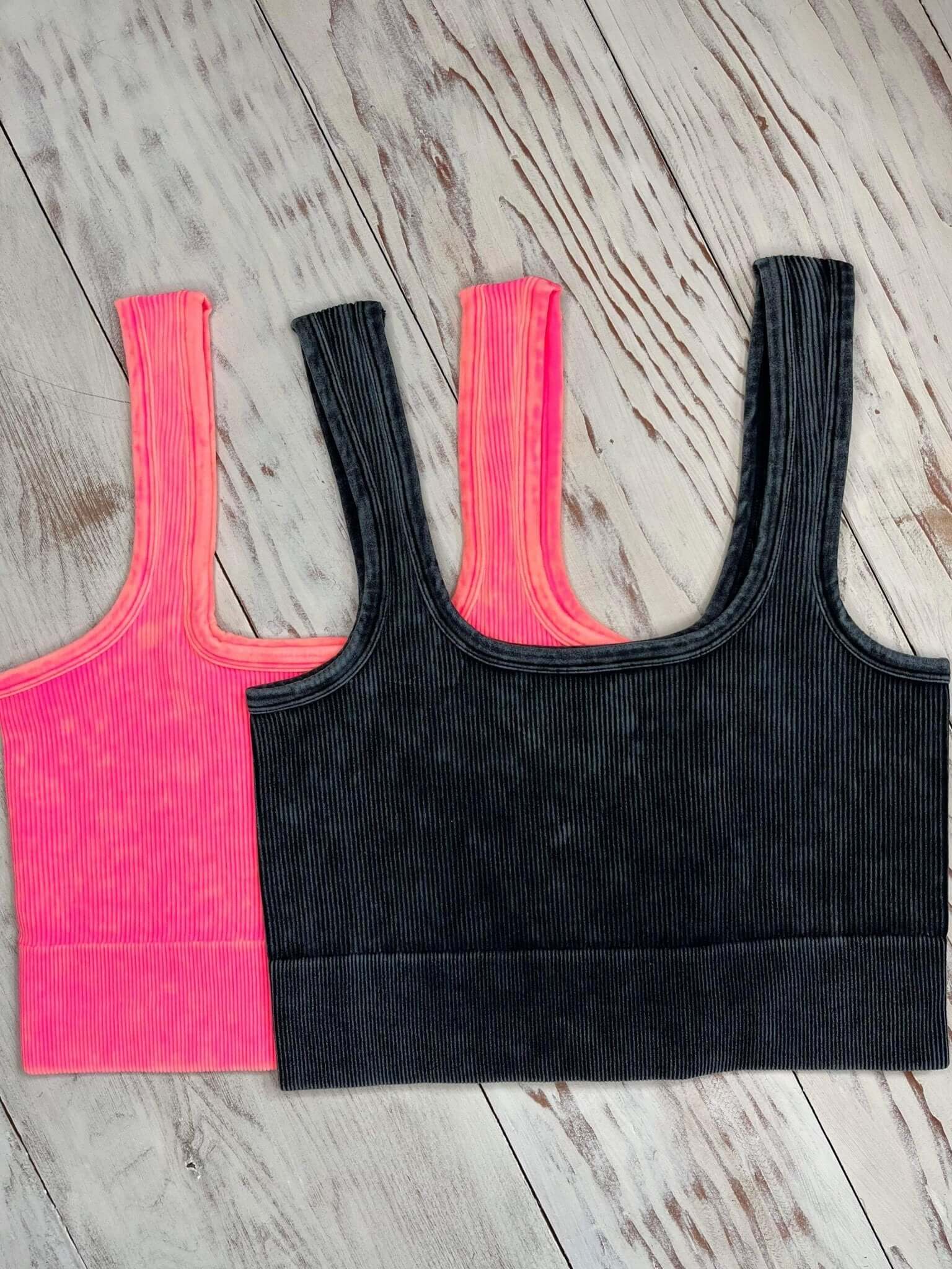 Flirty Plus Brami Cropped Tank Top - Coral Fuchsia - Lavender Hills BeautyZenanaNTW-6138X-CORAL