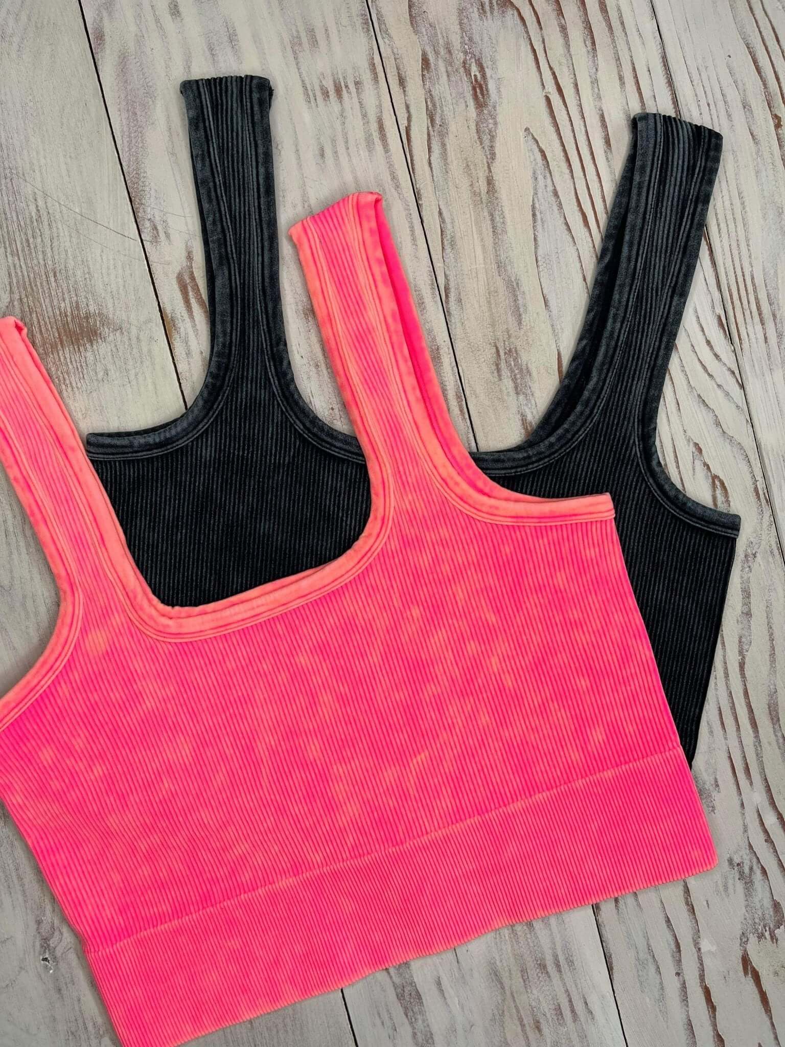 Flirty Plus Brami Cropped Tank Top - Coral Fuchsia - Lavender Hills BeautyZenanaNTW-6138X-CORAL