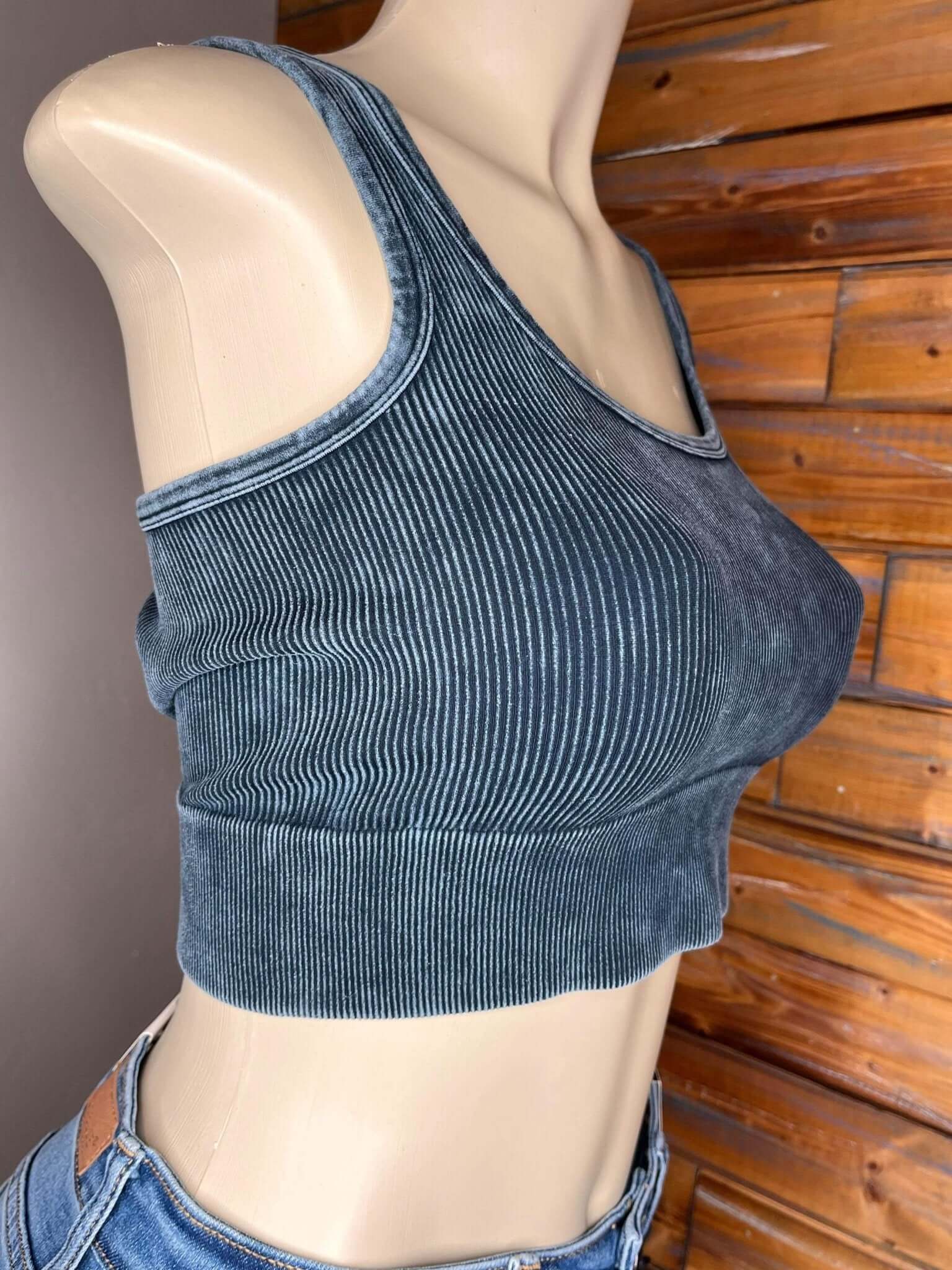 Flirty 2 Brami Cropped Tank Top- Ash Black - Lavender Hills BeautyZenana