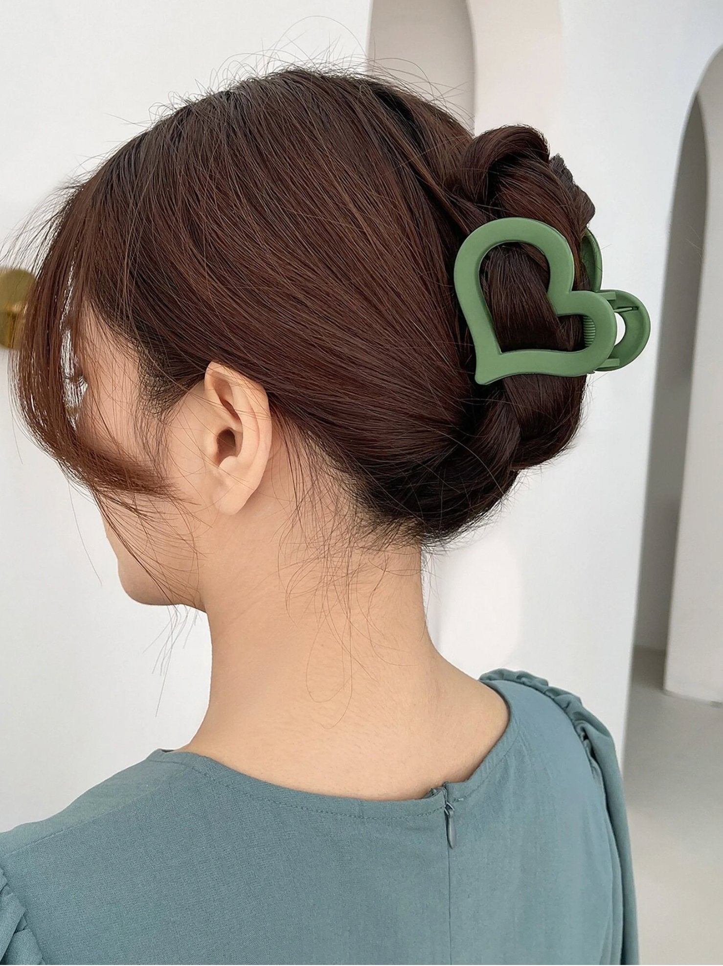 Medium Heart Shape Hair Clip - Green - Lavender Hills BeautyLavender Hills Beauty Studio