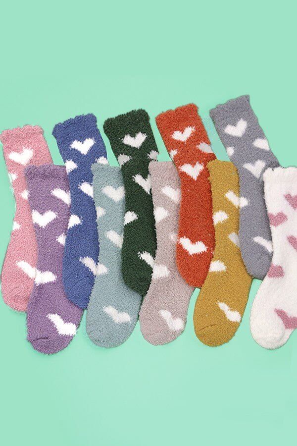 Heart Fuzzy Fleece Plush Socks - Lavender Hills BeautyLavender Hills Beauty40S02043