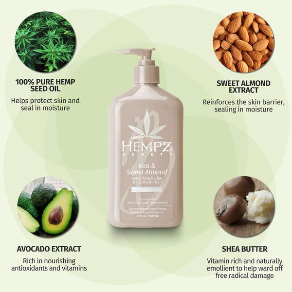 Hempz Koa & Sweet Almond Smoothing Herbal Body Moisturizer - 2 Sizes - Lavender Hills BeautyHempz