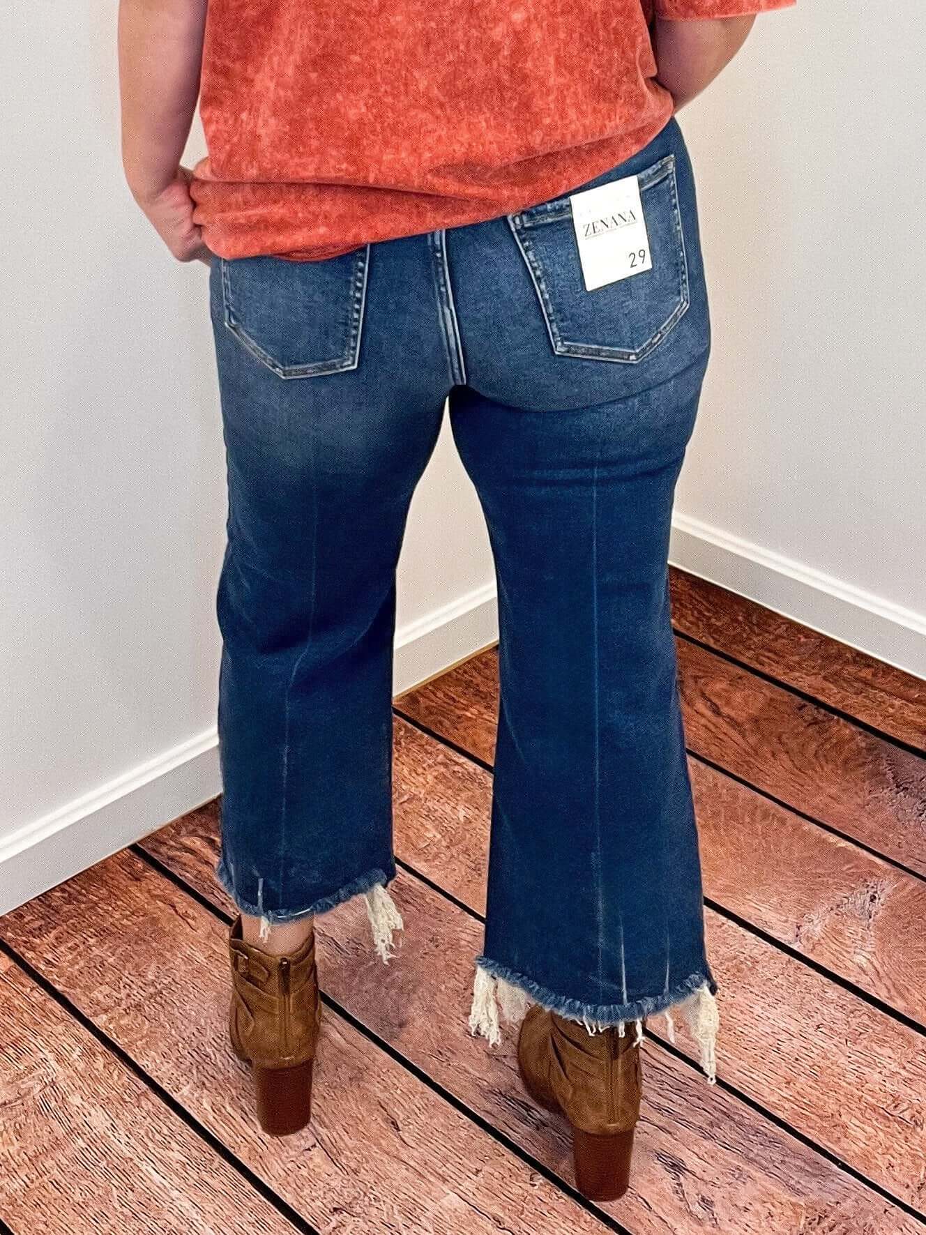 Jenny Straight Raw Hem Cropped Jeans - Lavender Hills BeautyZenanaDNP-1639DD