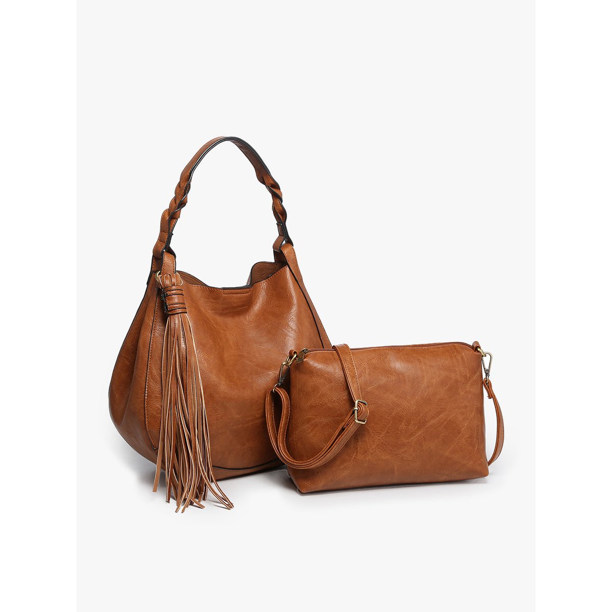 Jessie Hobo 2-in-1 Purse - Brown | Vegan Leather - Lavender Hills BeautyJen & CoM2180-BR