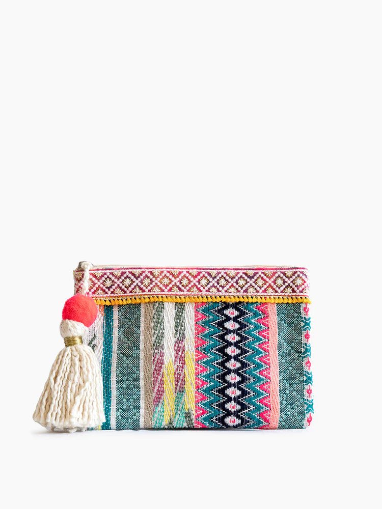 Mixed Print Tassel Cotton Pouch - Lavender Hills BeautyJen & CoCS2162-MULTI