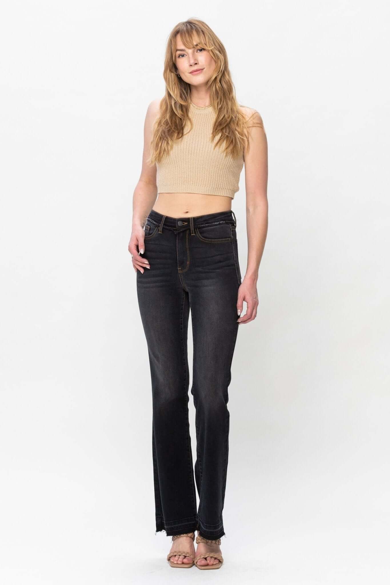 La-la Edgy Black Slim Bootcut Jeans | Judy Blue | 82535 - Lavender Hills BeautyJudy Blue