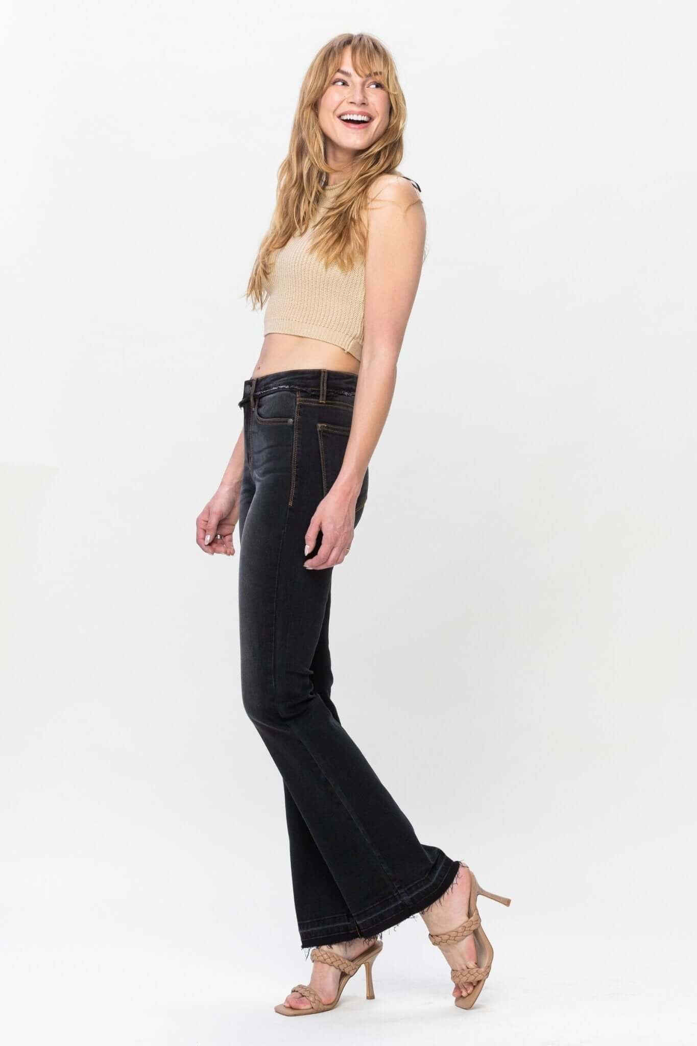 La-la Edgy Black Slim Bootcut Jeans | Judy Blue | 82535 - Lavender Hills BeautyJudy Blue