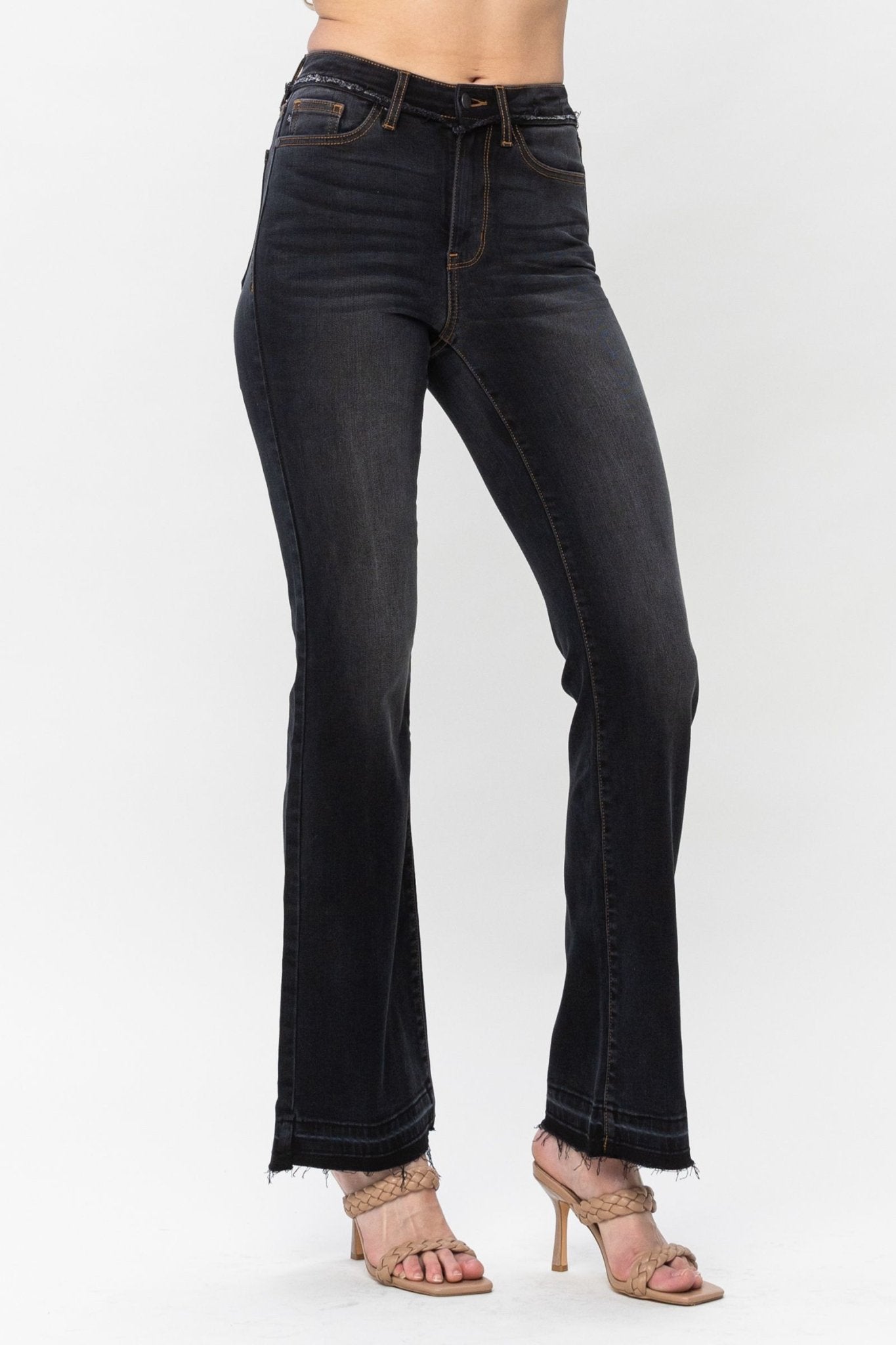 La-la Edgy Black Slim Bootcut Jeans | Judy Blue | 82535 - Lavender Hills BeautyJudy Blue