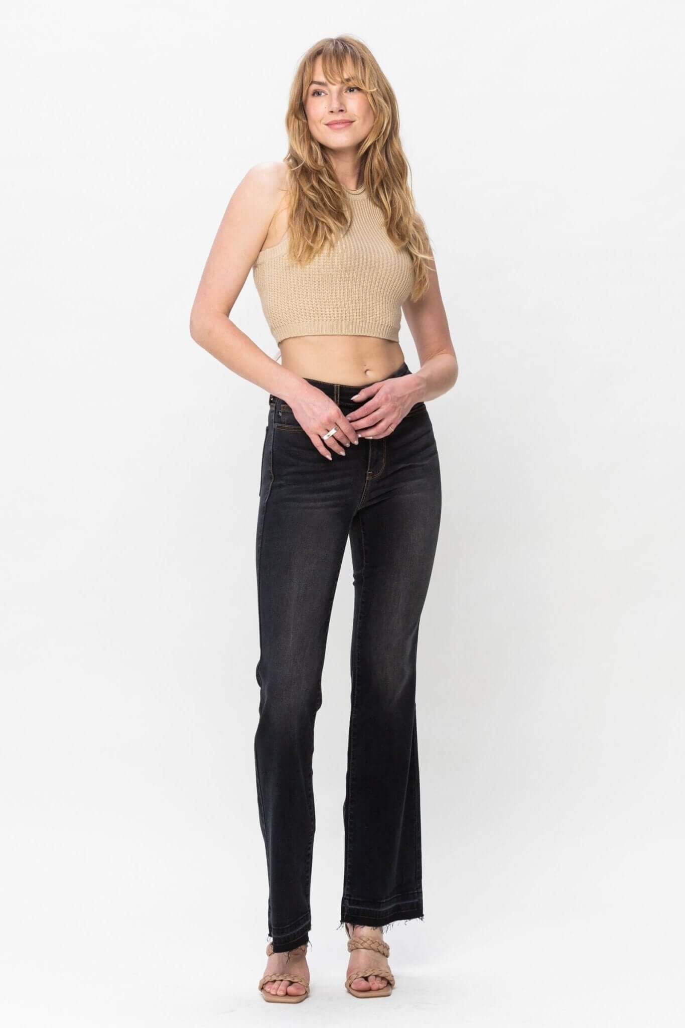 La-la Edgy Black Slim Bootcut Jeans | Judy Blue | 82535 - Lavender Hills BeautyJudy Blue