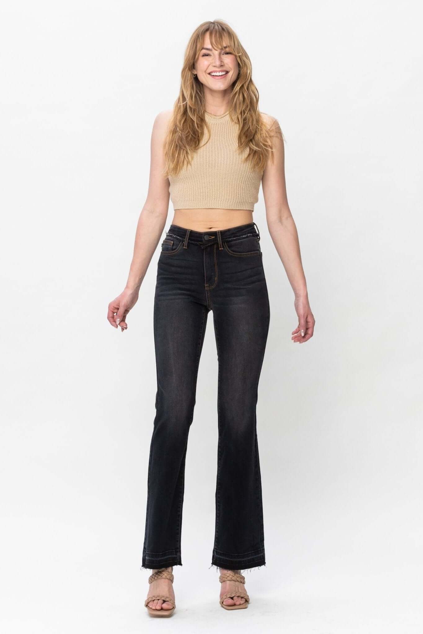La-la Edgy Black Slim Bootcut Jeans | Judy Blue | 82535 - Lavender Hills BeautyJudy Blue