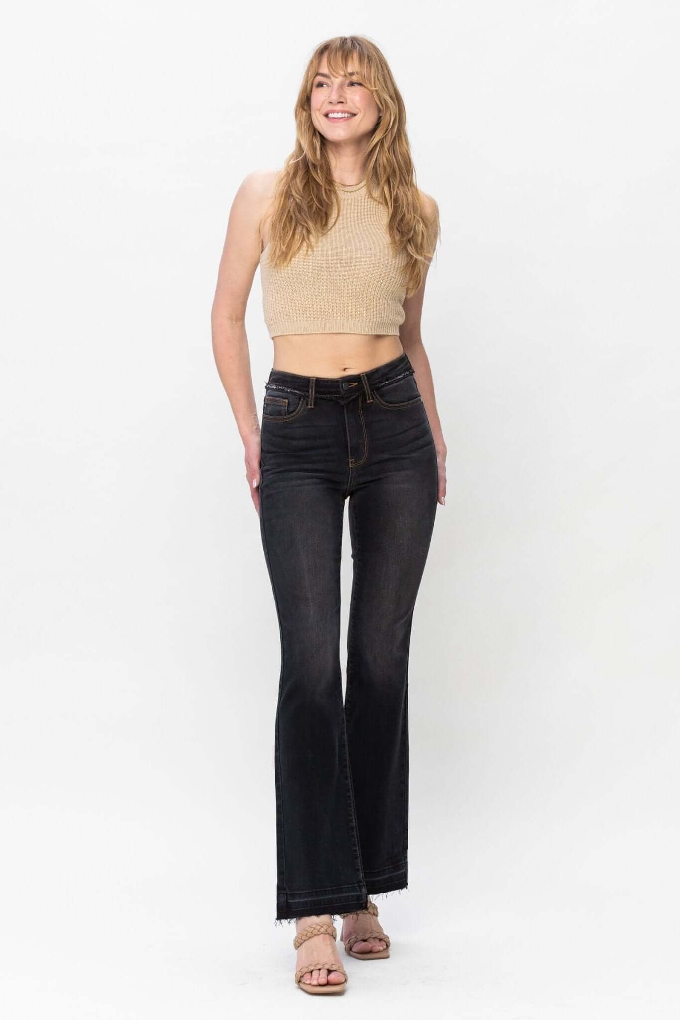 La-la Edgy Black Slim Bootcut Jeans | Judy Blue | 82535 - Lavender Hills BeautyJudy Blue