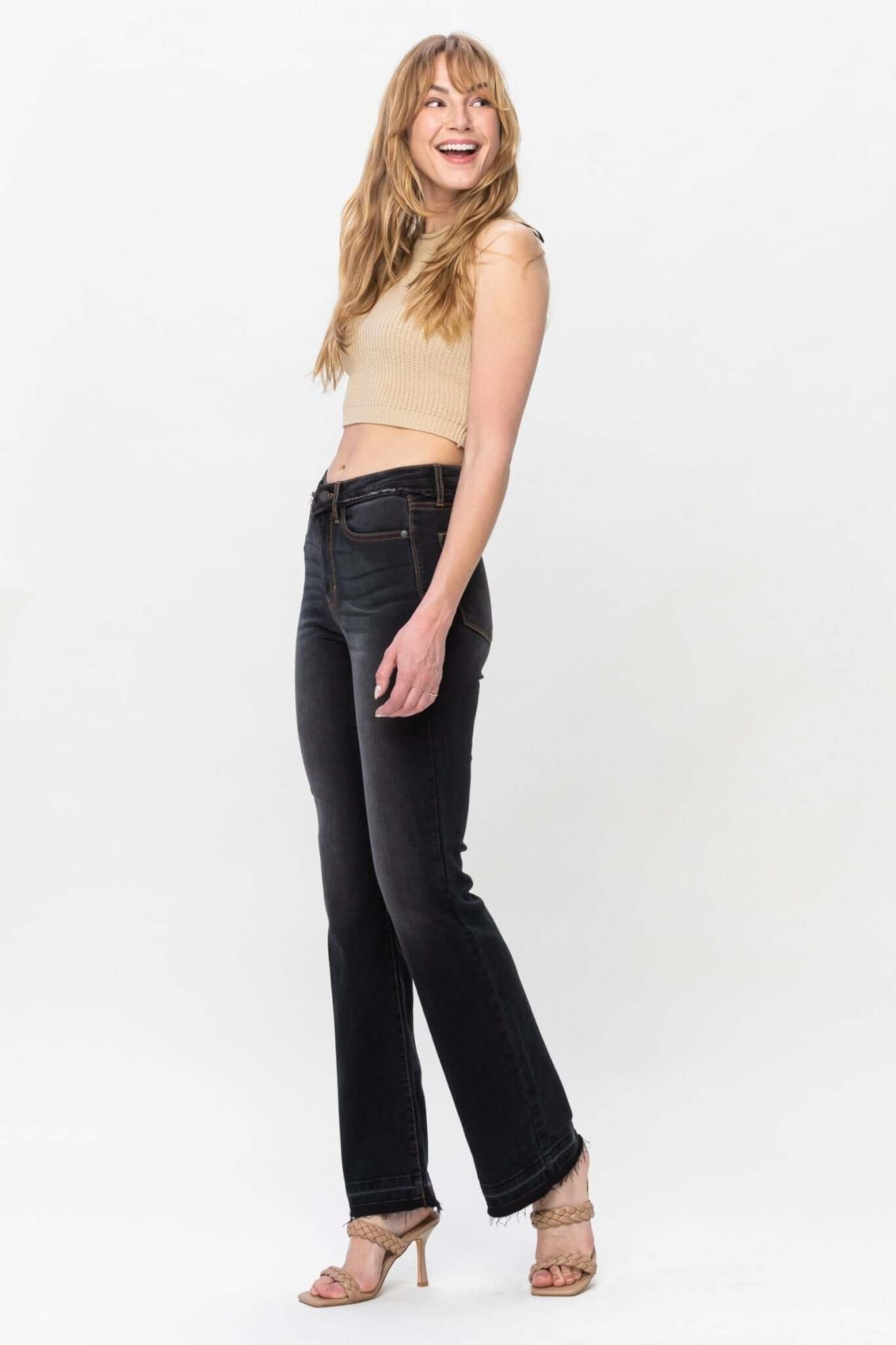 La-la Edgy Black Slim Bootcut Jeans | Judy Blue | 82535 - Lavender Hills BeautyJudy Blue
