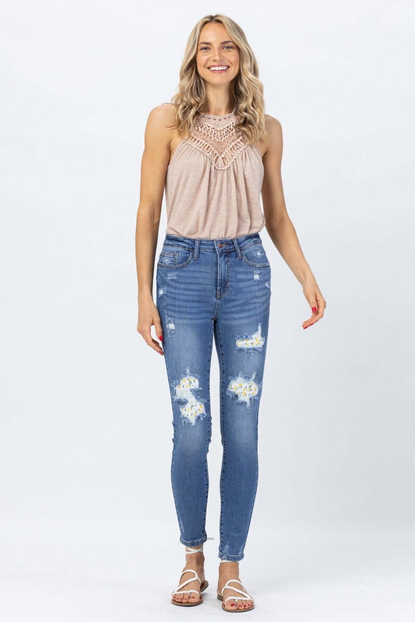 Lemon Patch High Rise Skinny Jeans | Judy Blue | 88233 - Lavender Hills BeautyJudy Blue88233REG-MD-0(24)