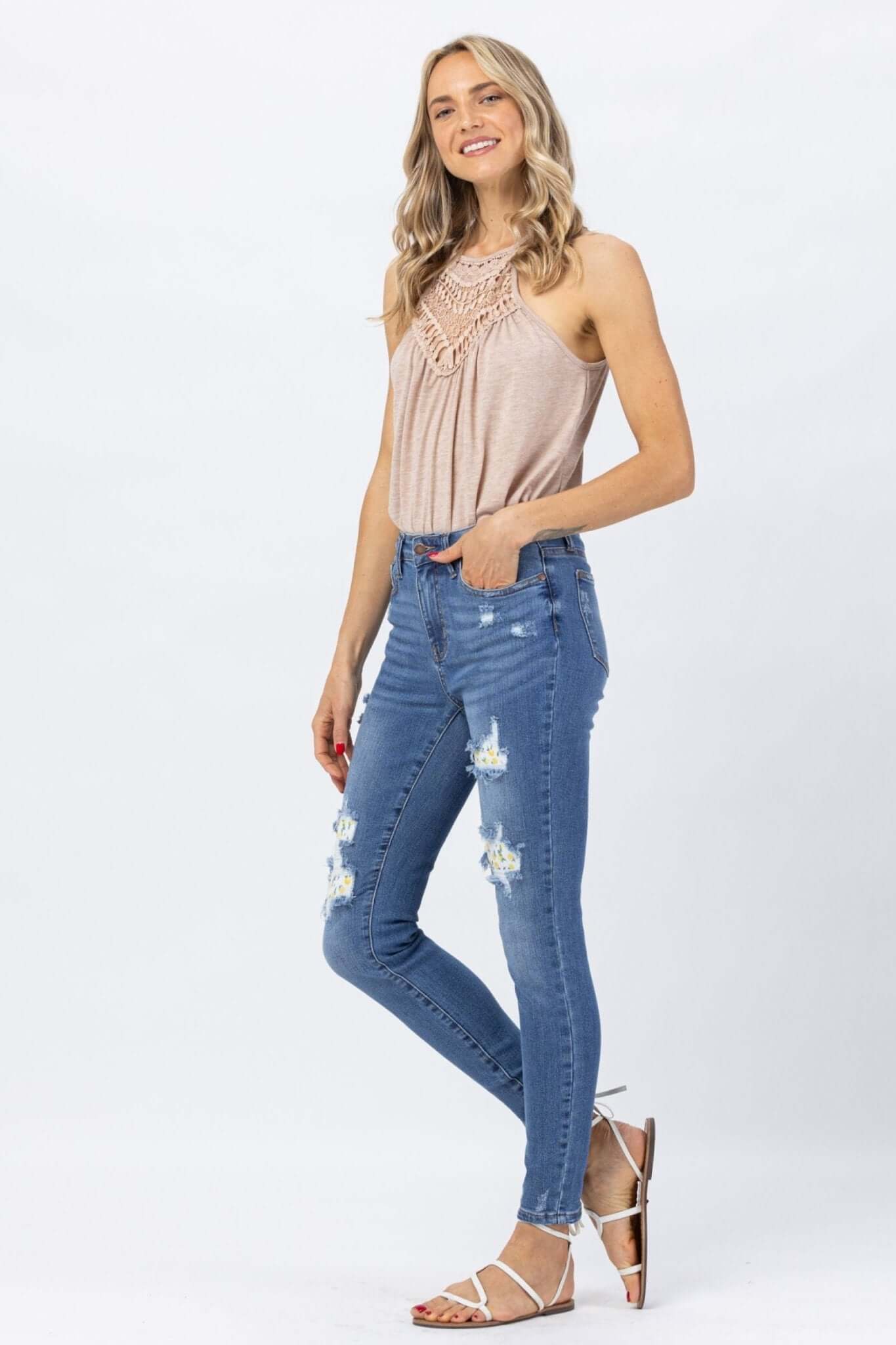Lemon Patch High Rise Skinny Jeans | Judy Blue | 88233 - Lavender Hills BeautyJudy Blue88233REG-MD-0(24)