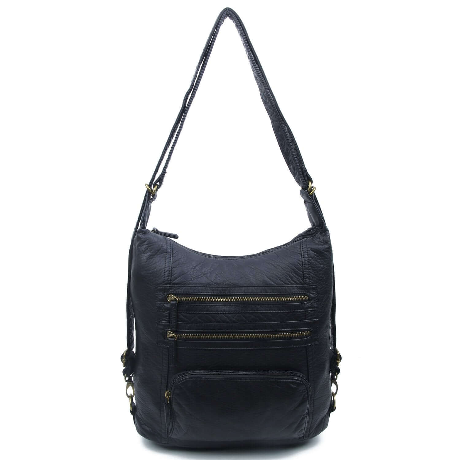 Lisa Convertible Backpack Crossbody Purse - Black | Vegan Leather - Lavender Hills BeautyAmpere CreationsB334-BLK
