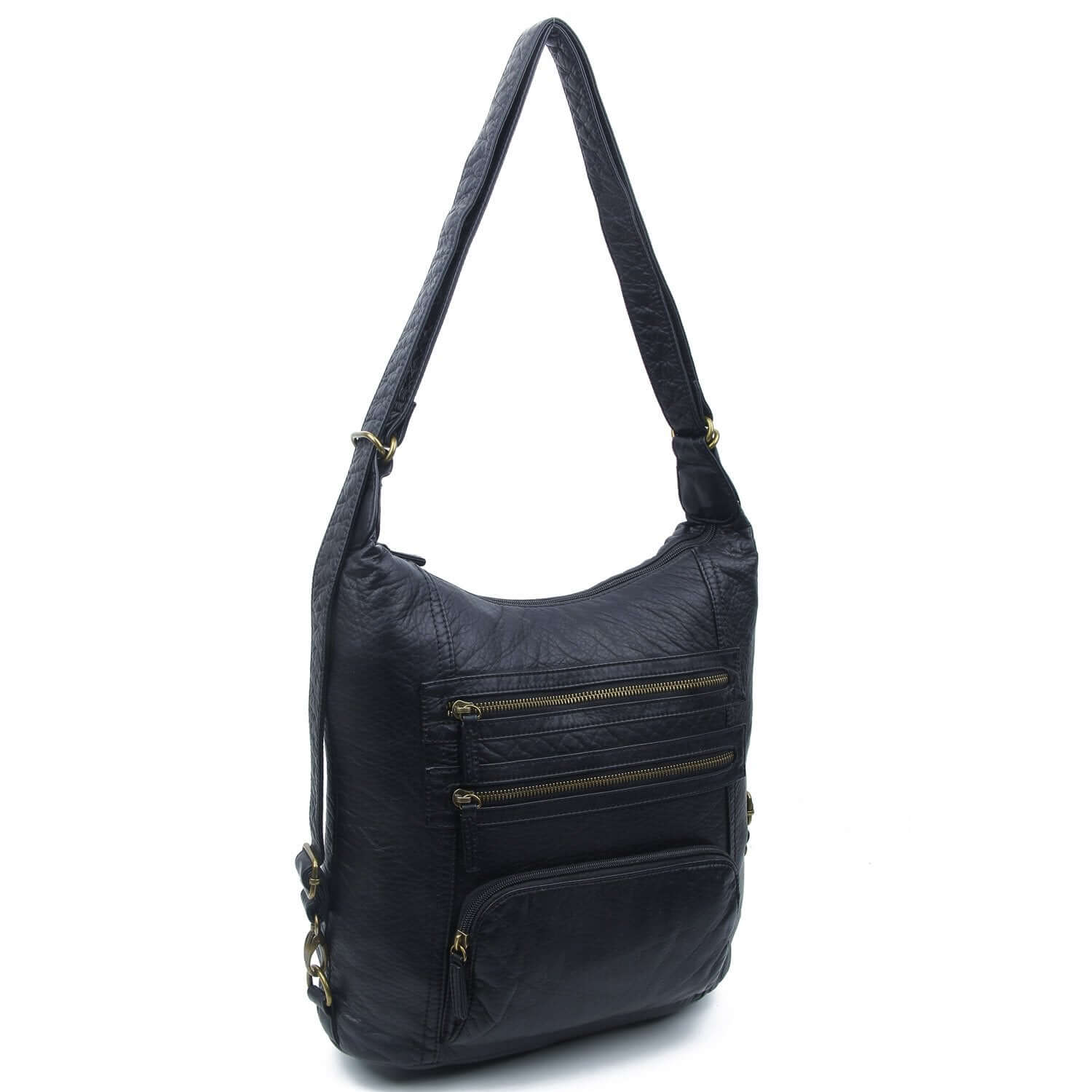 Lisa Convertible Backpack Crossbody Purse - Black | Vegan Leather - Lavender Hills BeautyAmpere CreationsB334-BLK