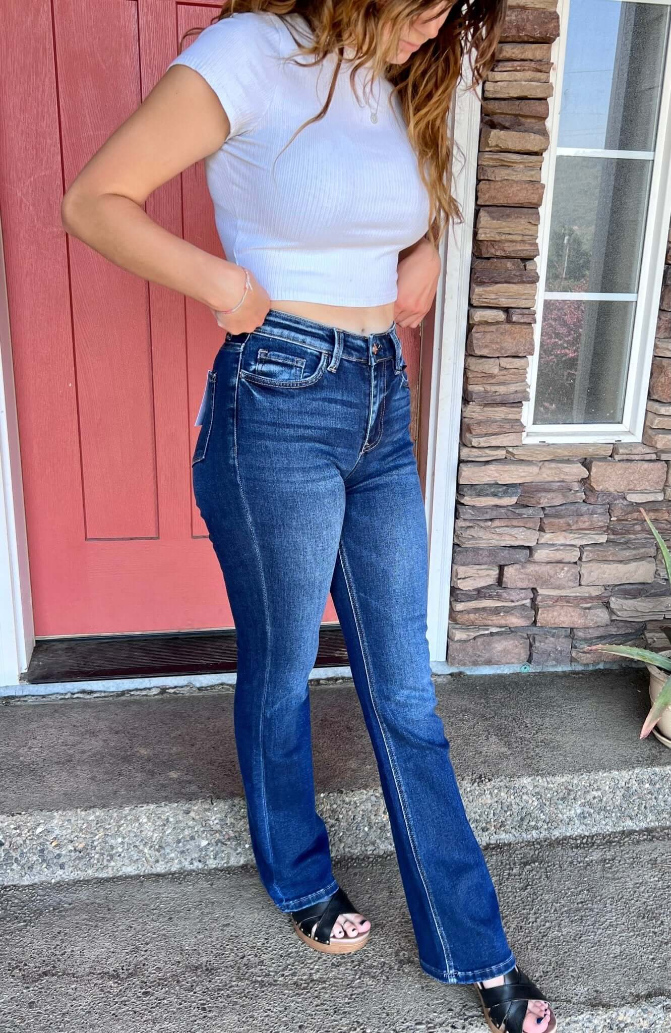 Little Sunshine Bella Mini Flare Jeans | Vervet by Flying Monkey | T5351 - Lavender Hills BeautyVervetT5351