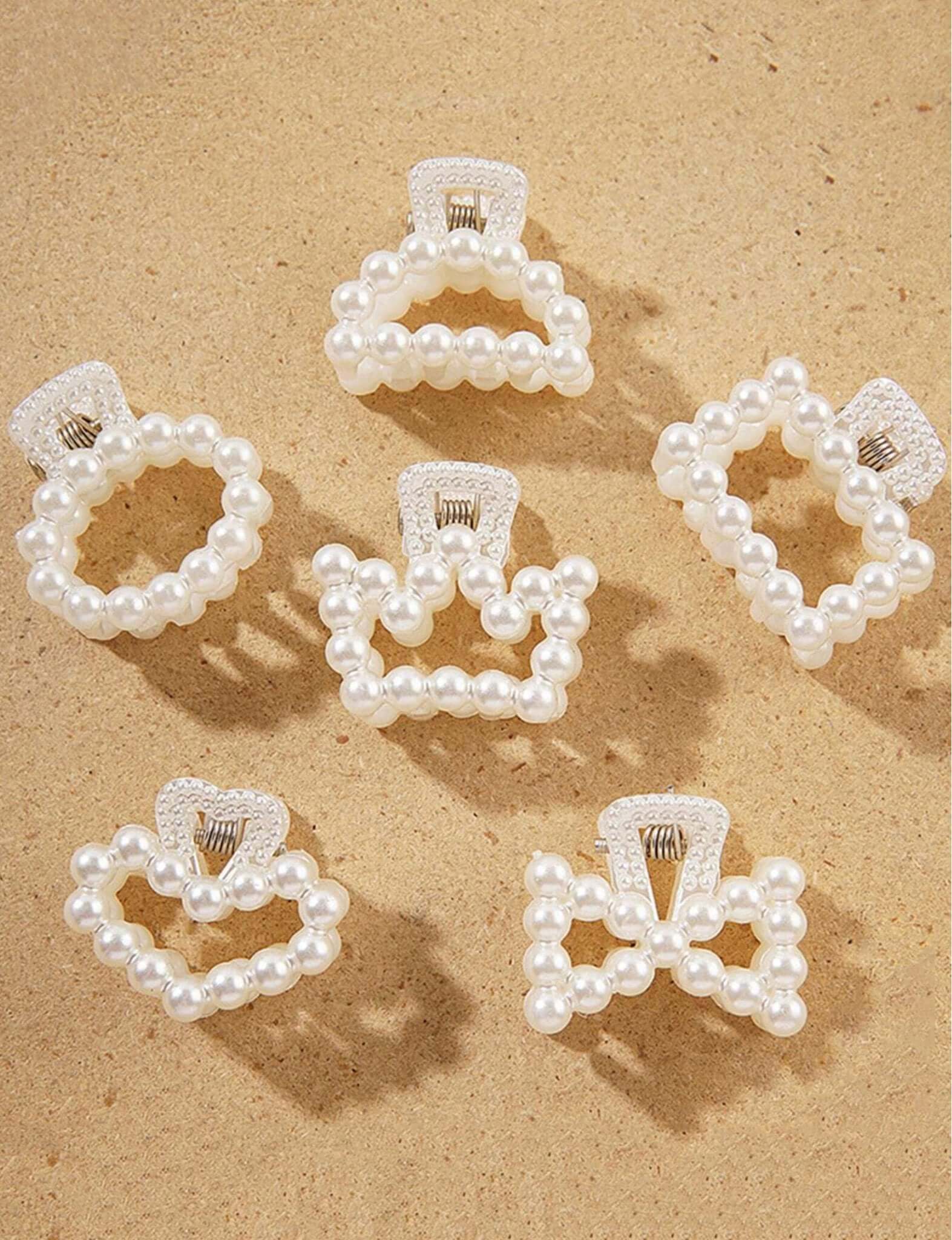 Mini Pearl Hair Claw Clips - Set of 6 - Lavender Hills BeautyLavender Hills Beautysc2308084300919588