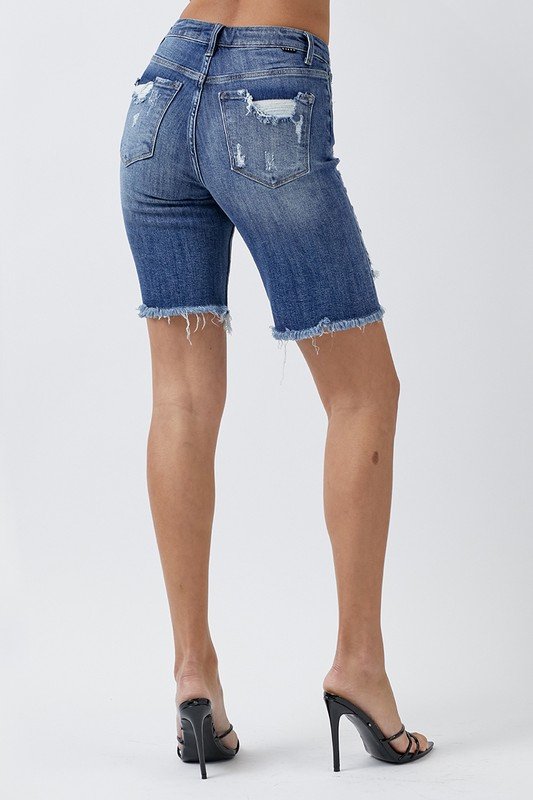 Monterey Plus Size High Rise Bermuda Denim Shorts | Risen Jeans | RDS6002X - Lavender Hills BeautyRisen