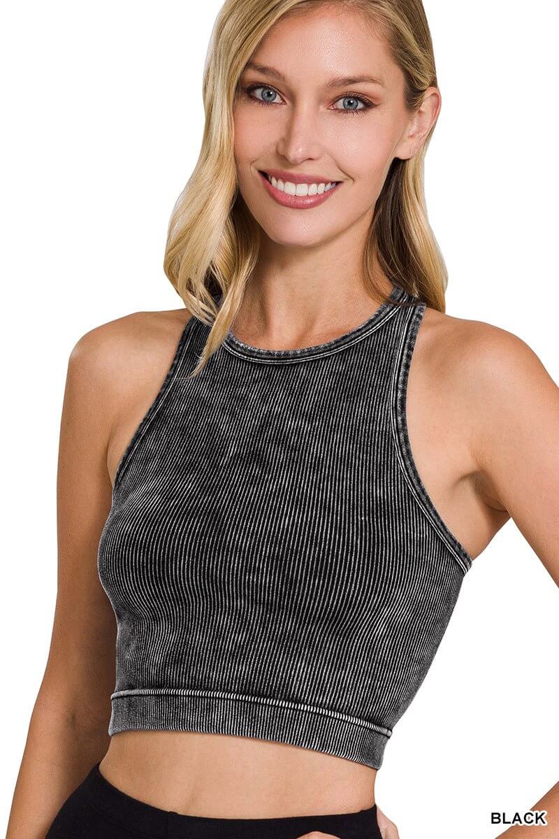 Chic High Neck Racerback Brami Cropped Tank Top - More Colors Available - Lavender Hills BeautyZenana