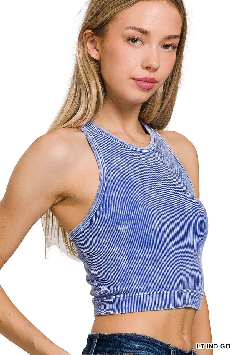 Chic High Neck Racerback Brami Cropped Tank Top - More Colors Available - Lavender Hills BeautyZenana