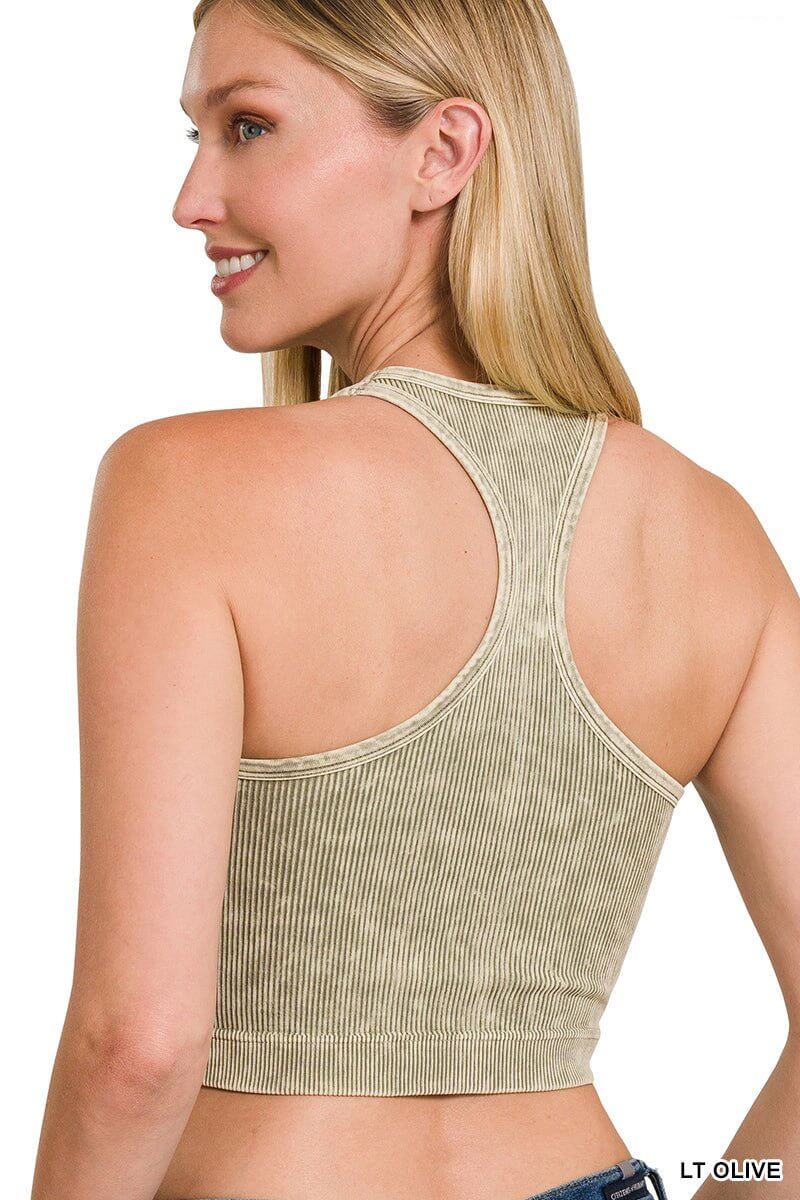 Chic High Neck Racerback Brami Cropped Tank Top - More Colors Available - Lavender Hills BeautyZenana