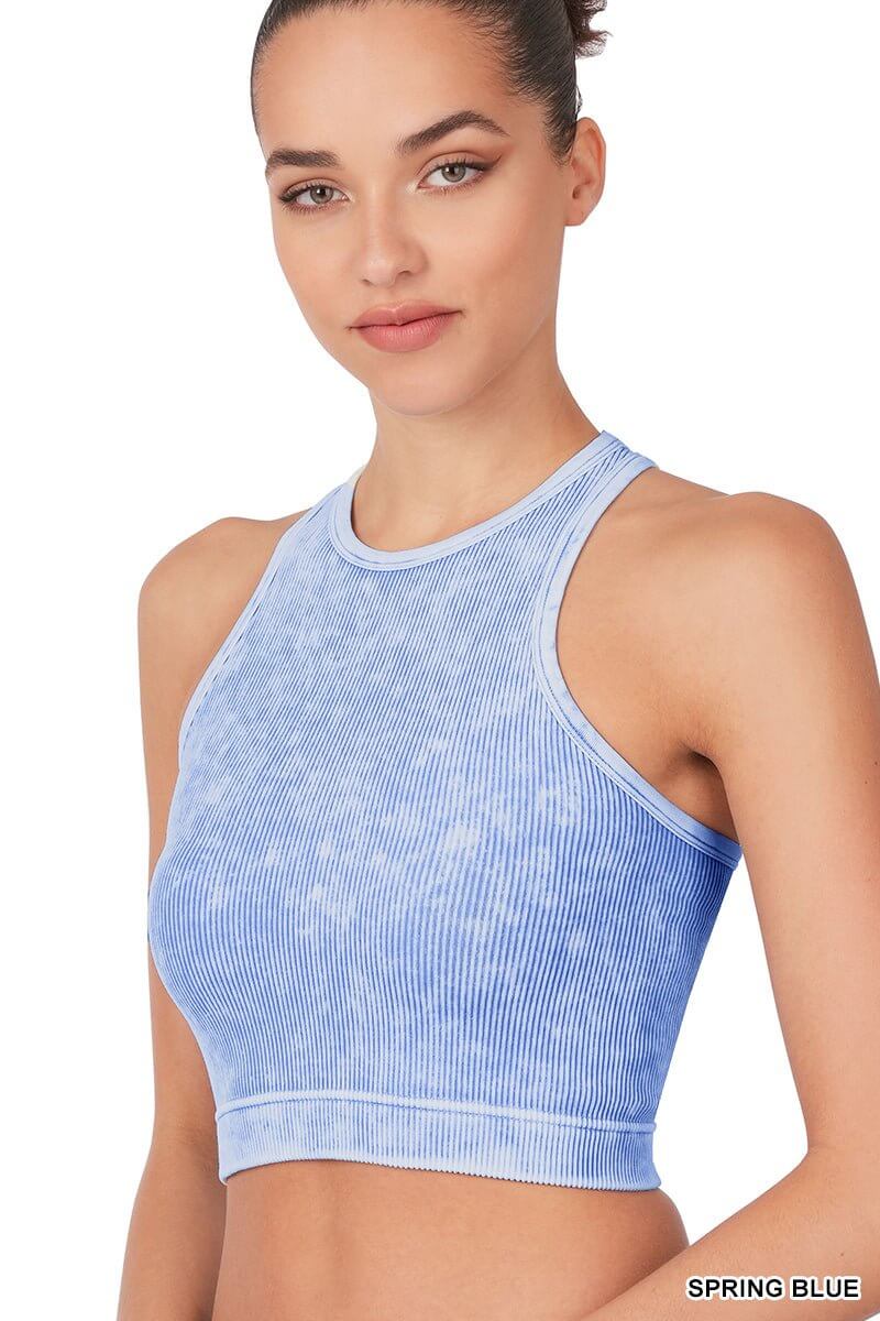 Chic High Neck Racerback Brami Cropped Tank Top - More Colors Available - Lavender Hills BeautyZenana