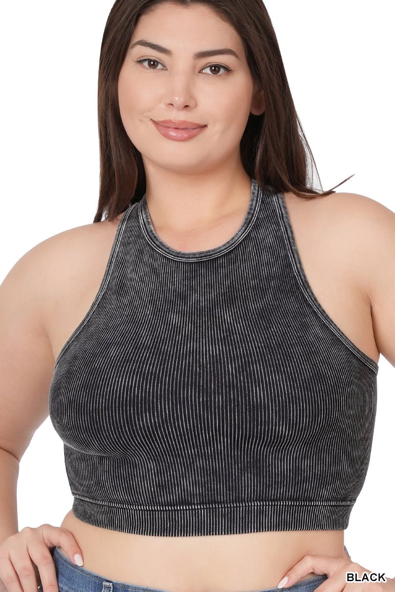 Chic High Neck Racerback Brami Cropped Tank Top - More Colors Available - Lavender Hills BeautyZenana