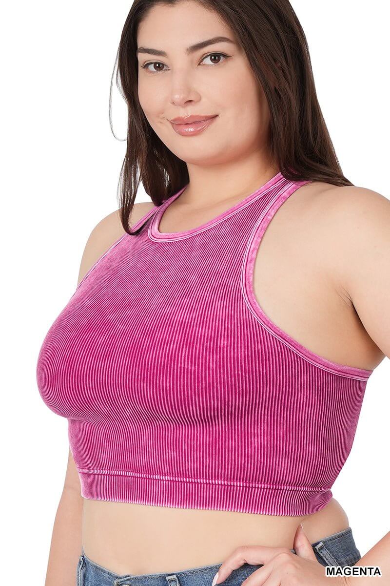 Chic High Neck Racerback Brami Cropped Tank Top - More Colors Available - Lavender Hills BeautyZenana