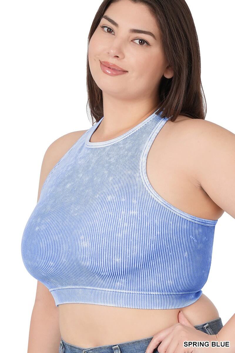 Chic High Neck Racerback Brami Cropped Tank Top - More Colors Available - Lavender Hills BeautyZenana