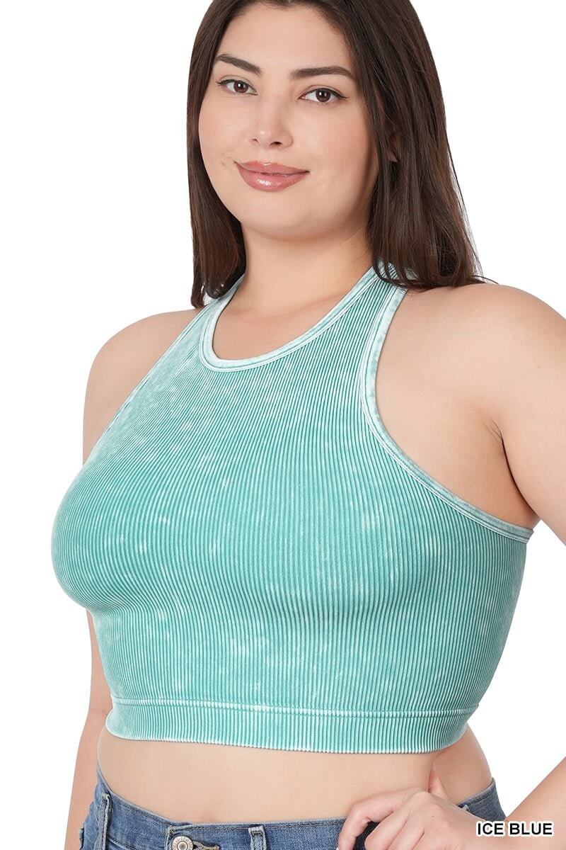 Chic High Neck Racerback Brami Cropped Tank Top - More Colors Available - Lavender Hills BeautyZenana