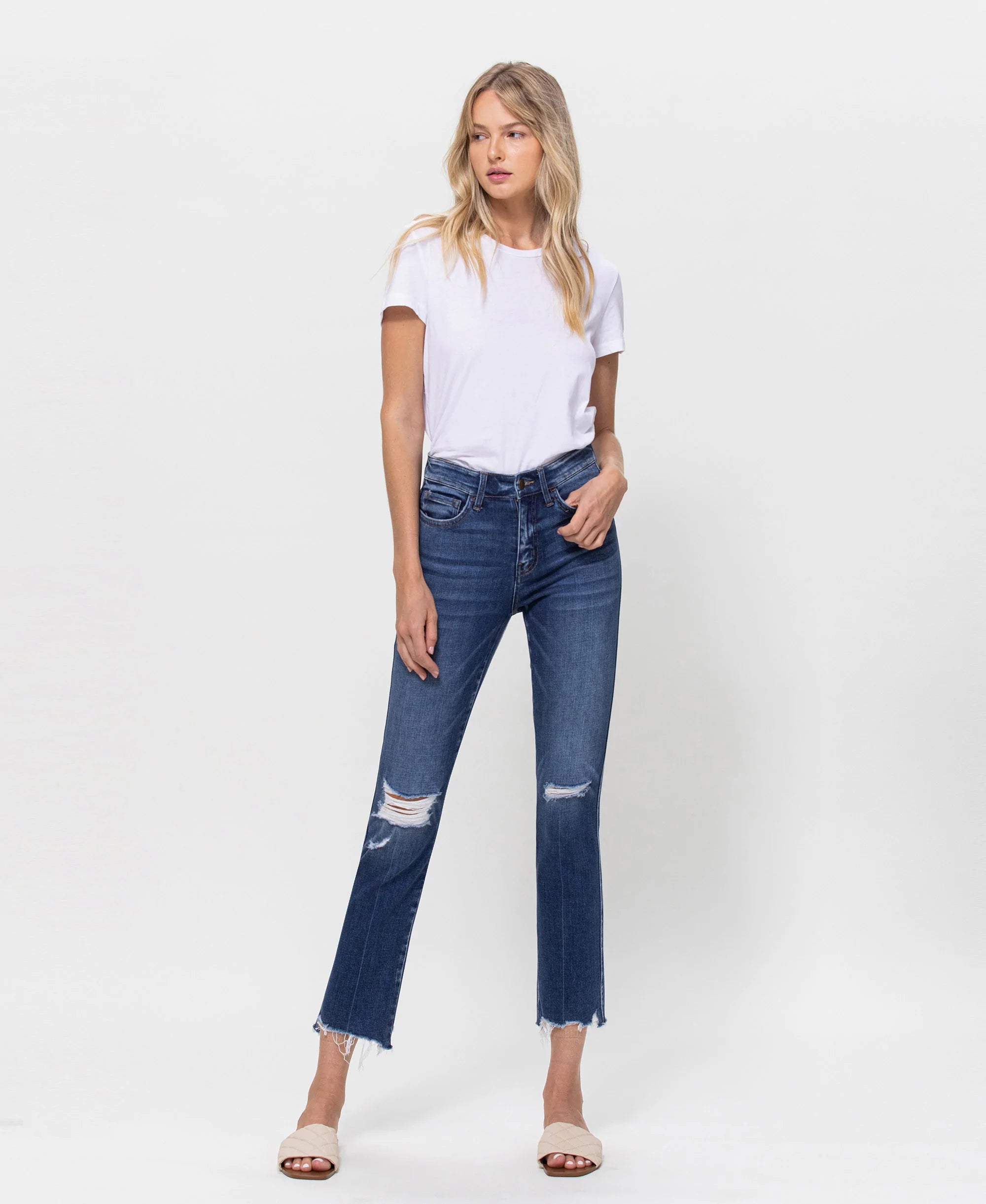 New Frame - Mid Rise Crop Straight Jeans