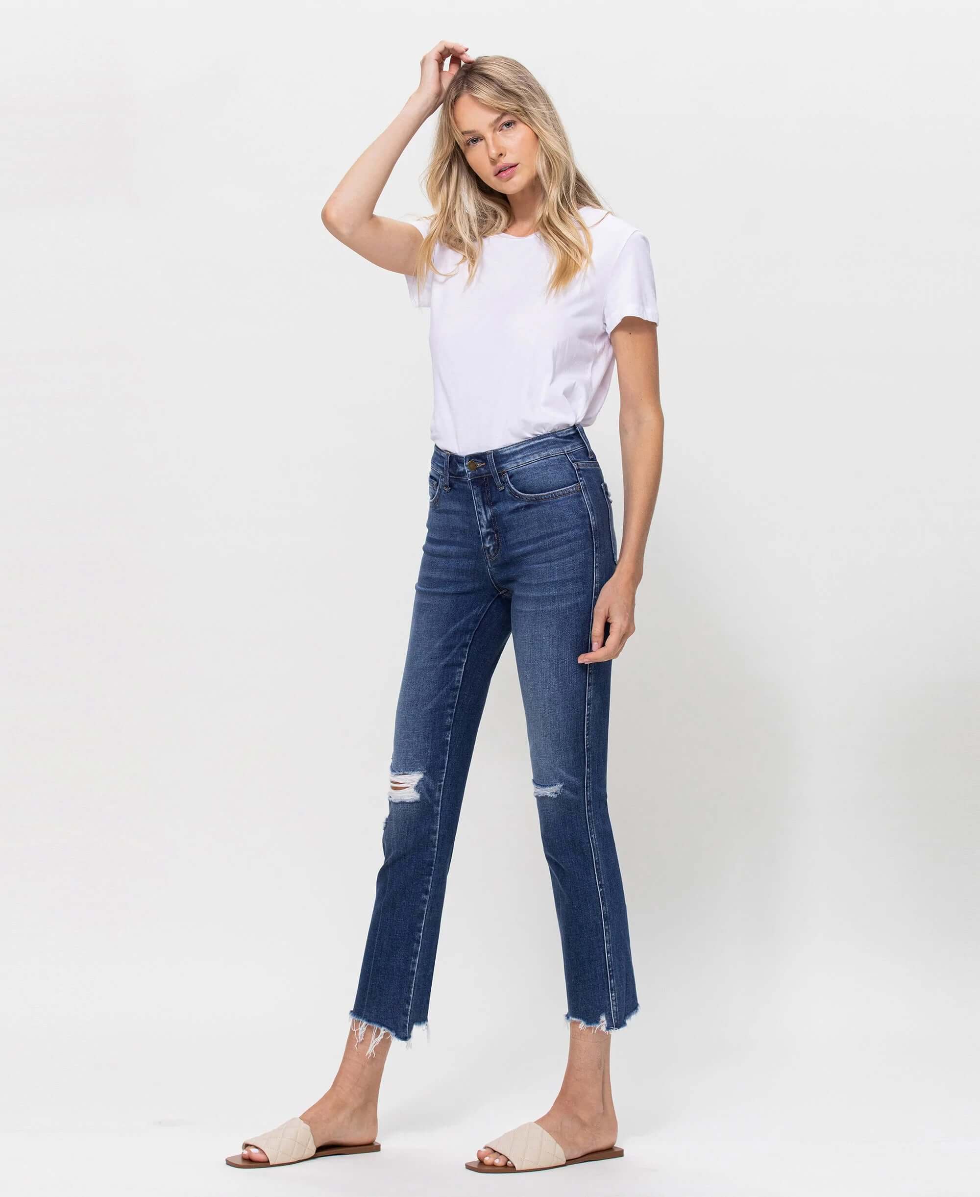 Flying Monkey New Frame - Mid Rise Crop Straight Jeans Flying Monkey