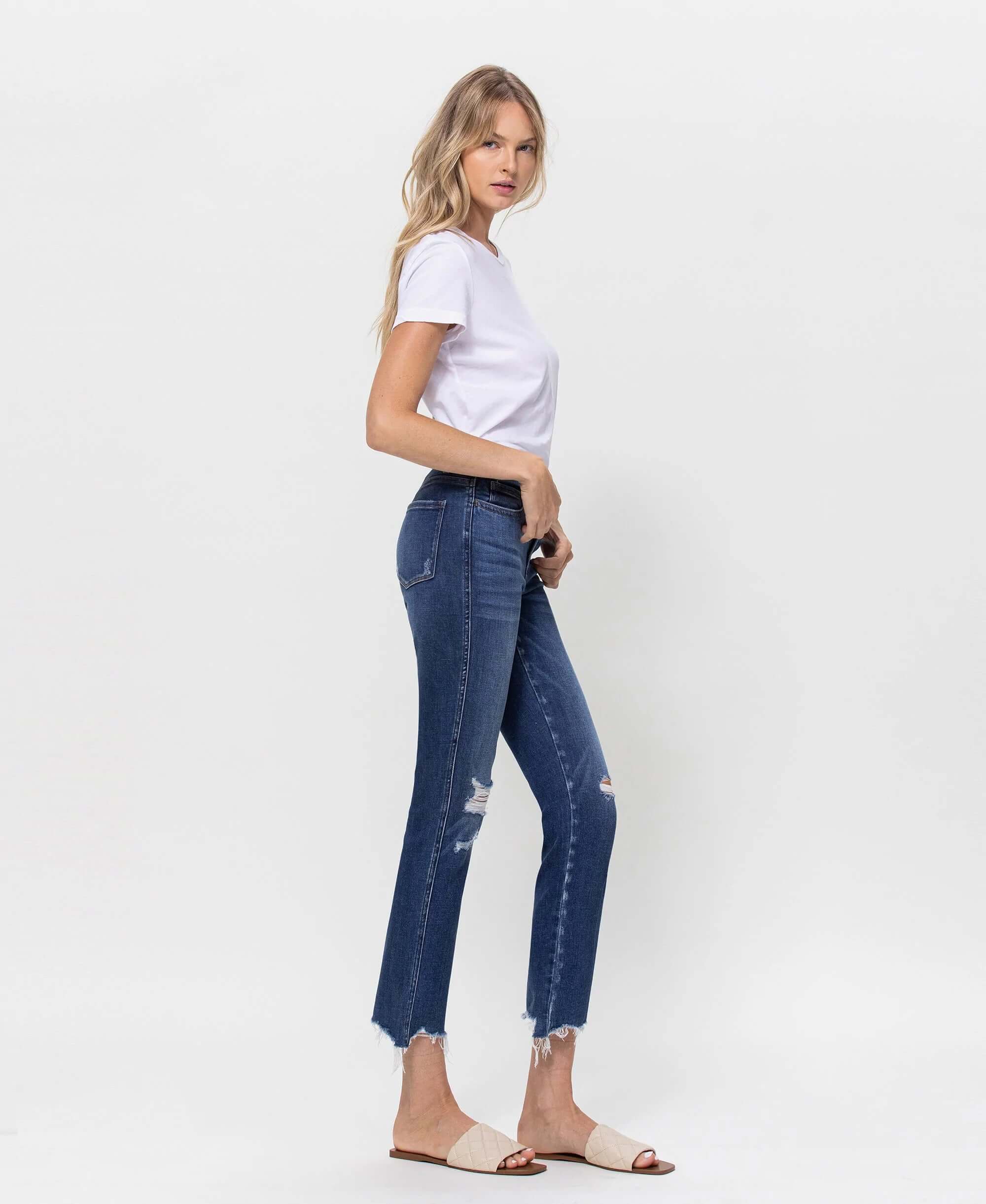 Flying Monkey New Frame - Mid Rise Crop Straight Jeans Flying Monkey
