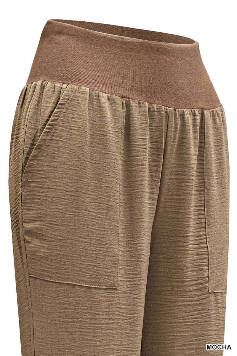 Woven Joggers Pants - Mocha - Lavender Hills BeautyZenana