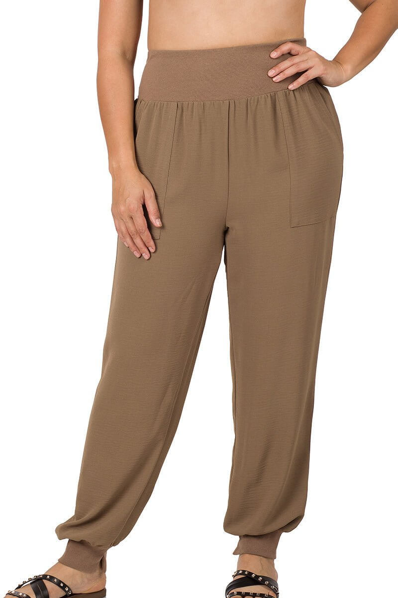 Woven Joggers Pants - Mocha - Lavender Hills BeautyZenana