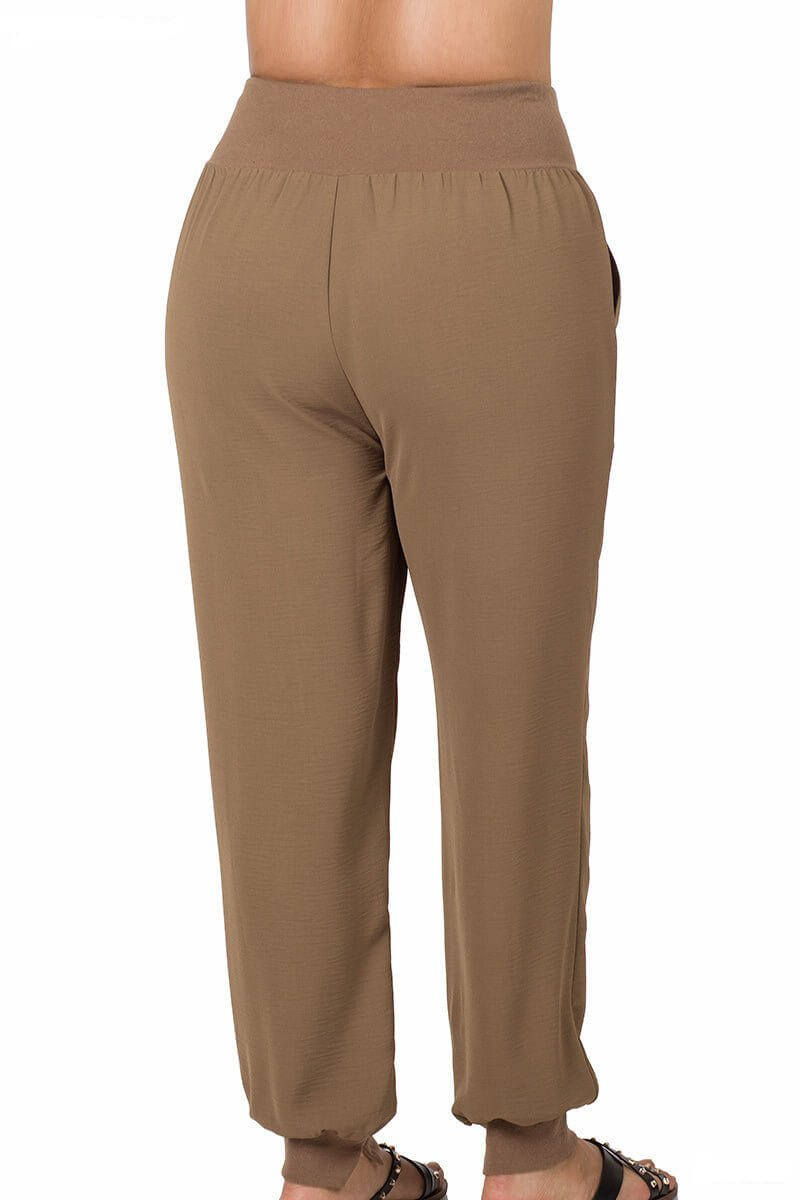 Woven Joggers Pants - Mocha - Lavender Hills BeautyZenana