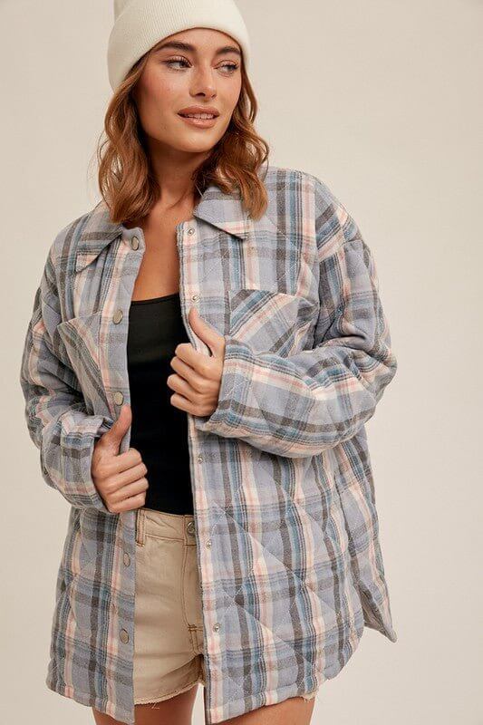 The Rancher Quilted Blue Plaid Snap Button Jacket - Lavender Hills BeautyHem & Thread35232