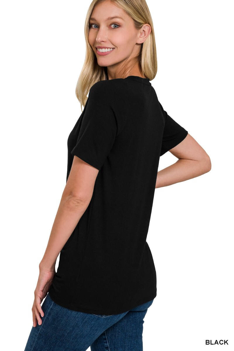 Basic T-Shirt - Black, Teal, Eggplant - Lavender Hills BeautyZenana