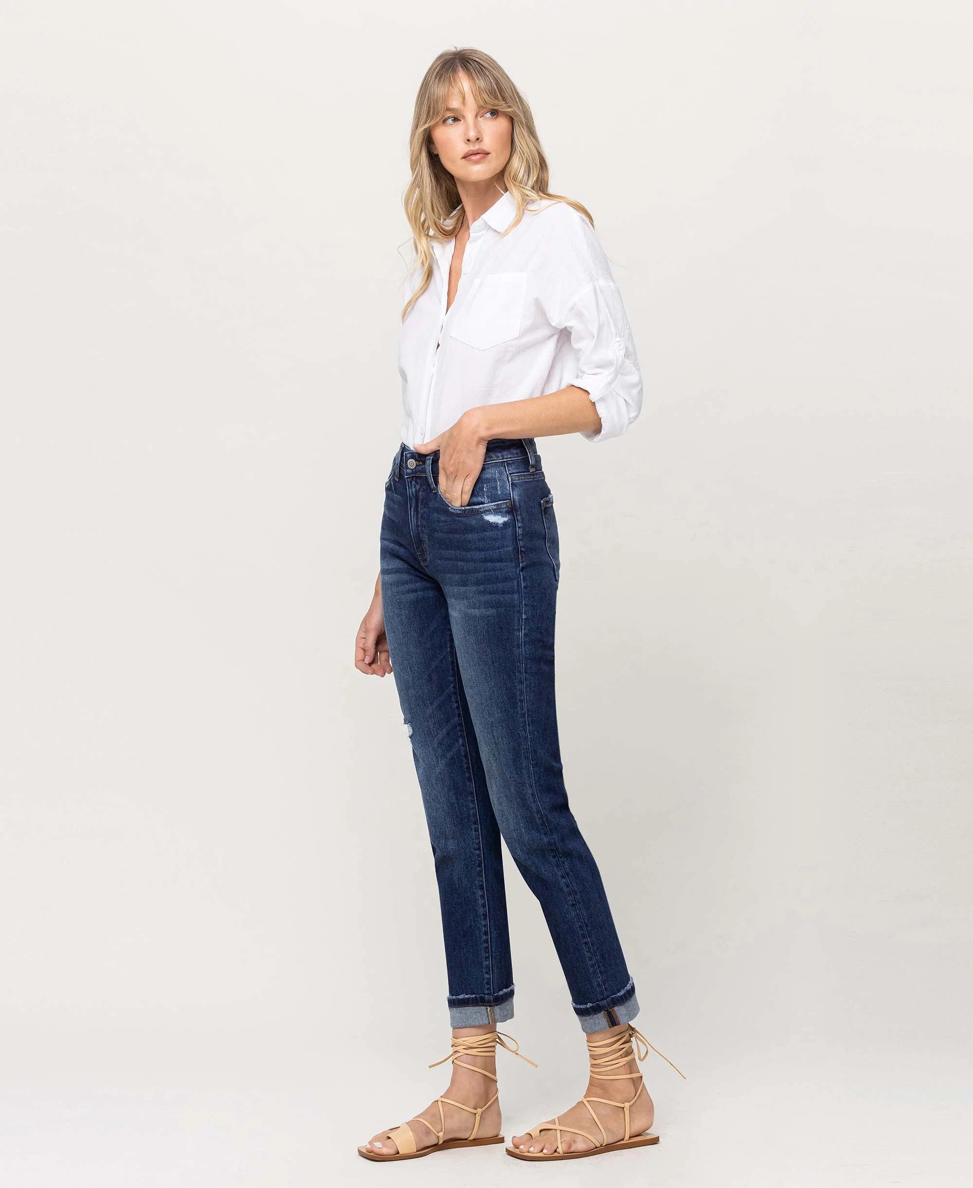 Resident - Cuffed Stretch Boyfriend Jeans