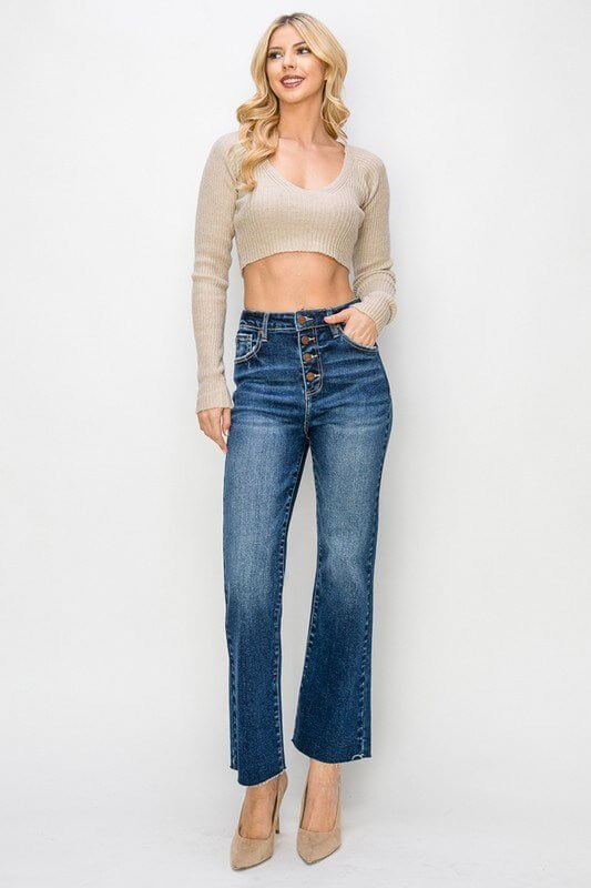 Riviera Raw Hem Ankle Flare Jeans - Lavender Hills BeautyRisen JeansRDP5661