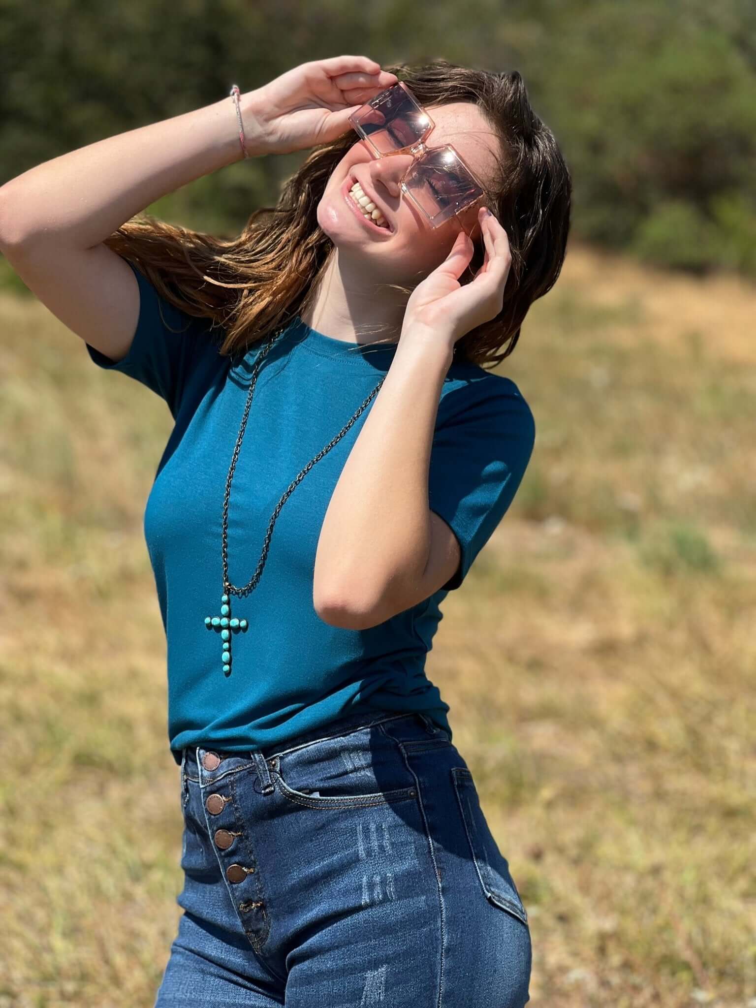 Basic T-Shirt - Black, Teal, Eggplant - Lavender Hills BeautyZenana